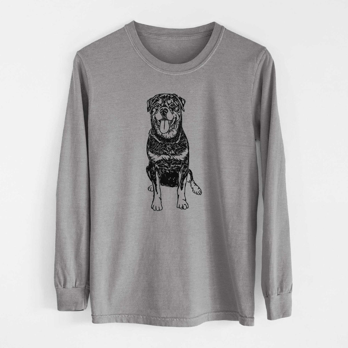 Doodled Rottweiler - Heavyweight 100% Cotton Long Sleeve