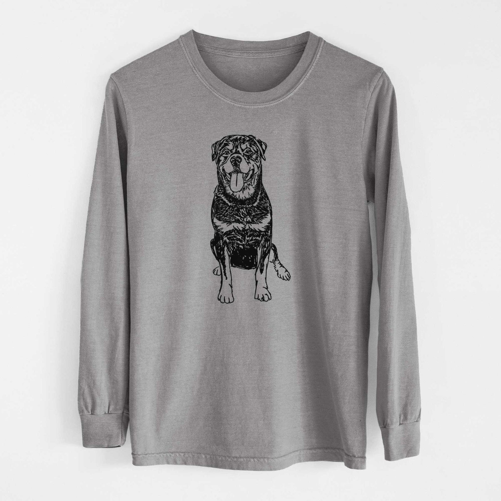 Doodled Rottweiler - Heavyweight 100% Cotton Long Sleeve