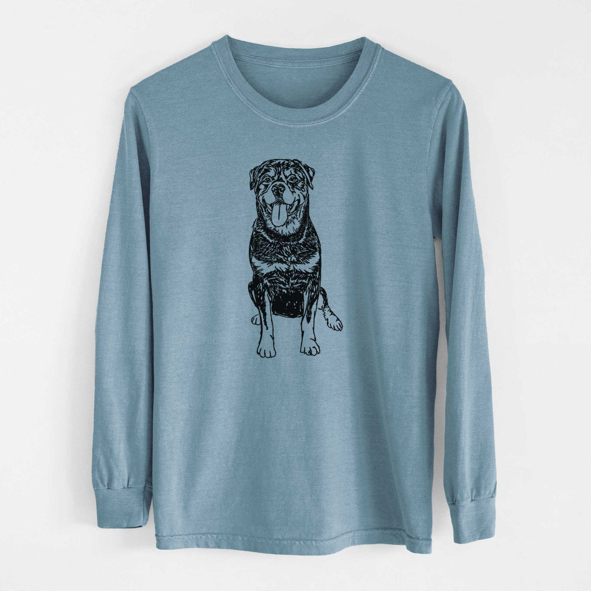 Doodled Rottweiler - Heavyweight 100% Cotton Long Sleeve