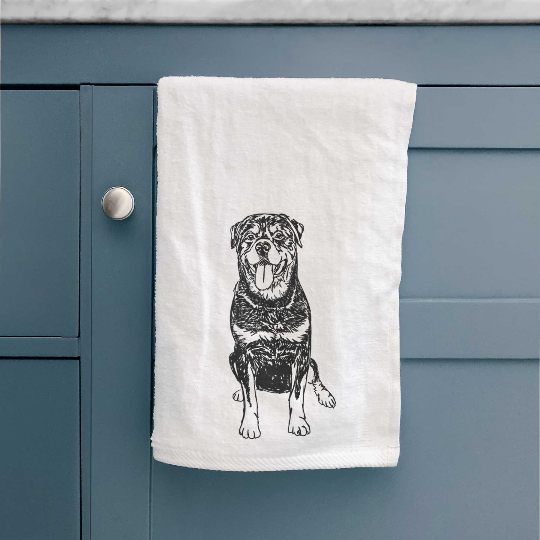 Doodled Rottweiler Decorative Hand Towel