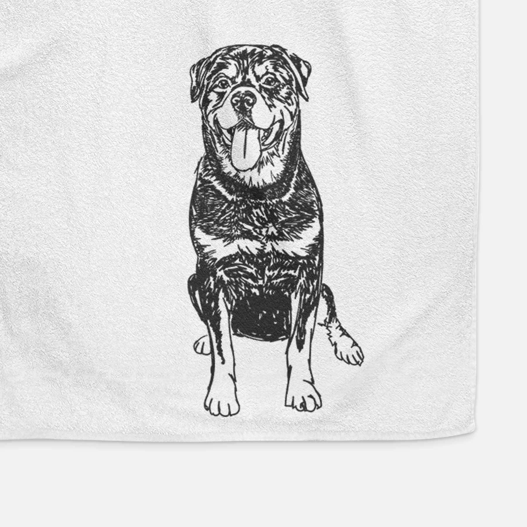 Doodled Rottweiler Decorative Hand Towel