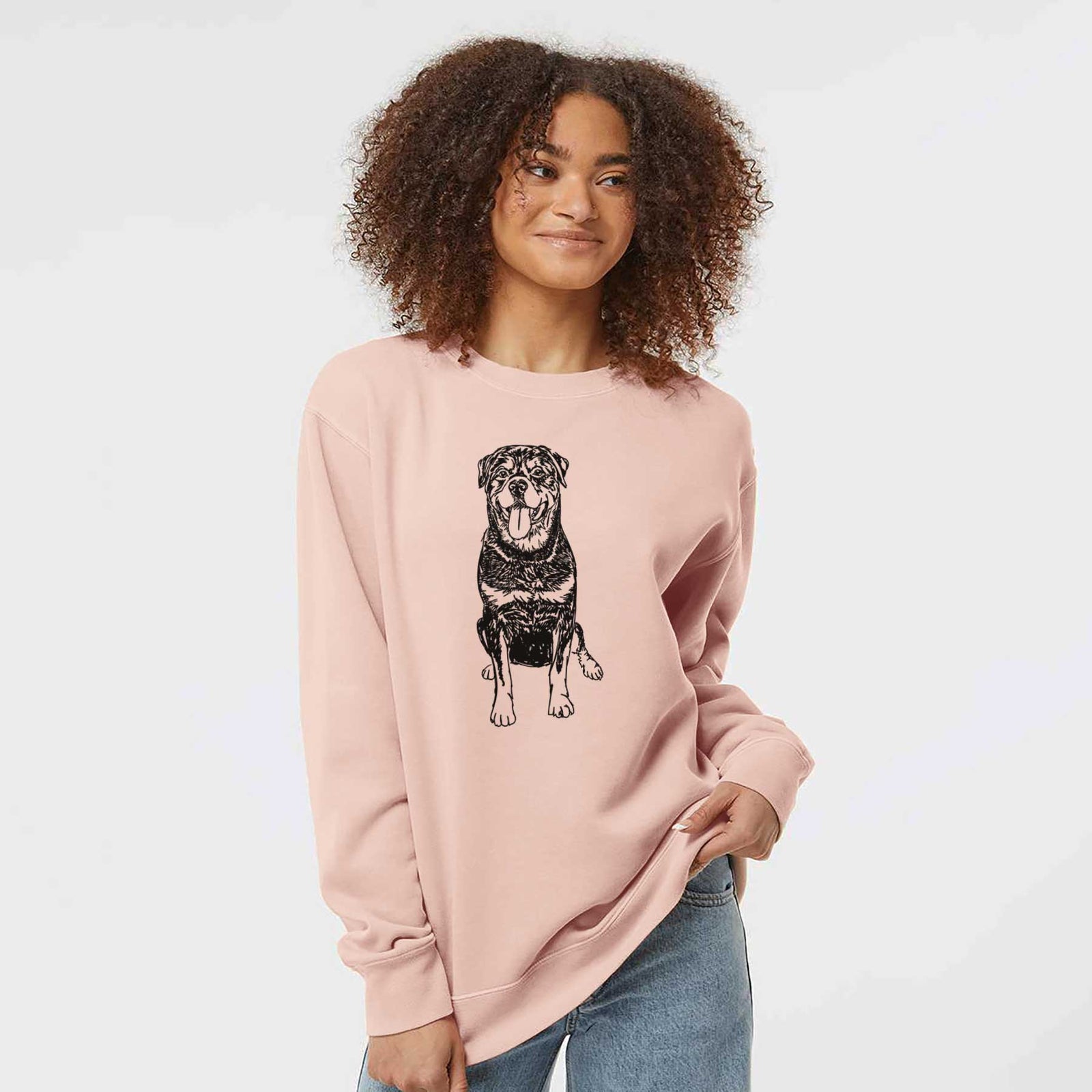 Doodled Rottweiler the  - Unisex Pigment Dyed Crew Sweatshirt