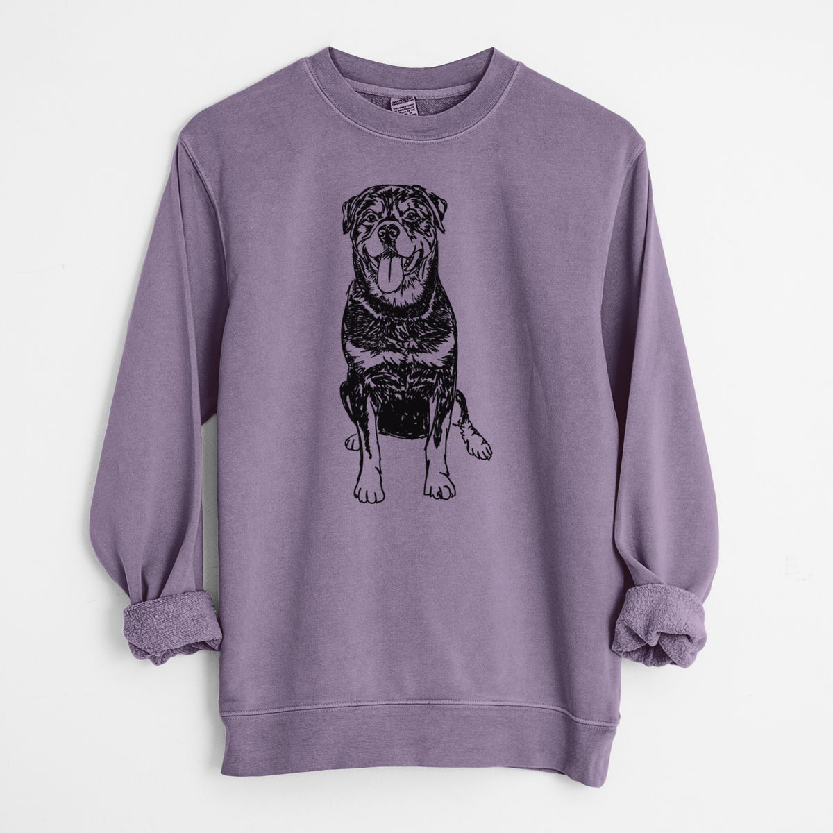 Doodled Rottweiler the  - Unisex Pigment Dyed Crew Sweatshirt