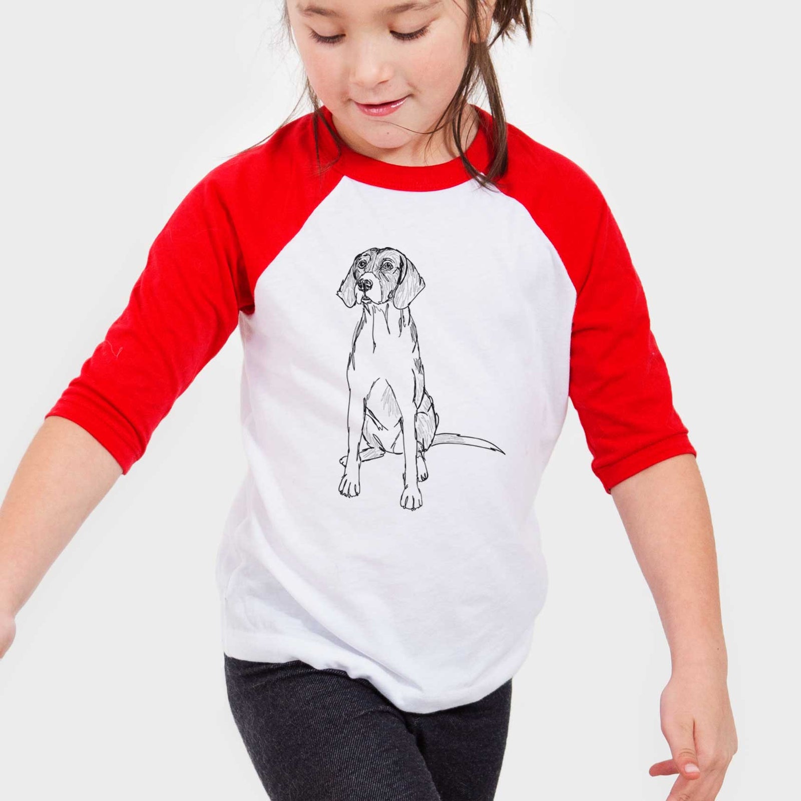 Doodled Rox the American Foxhound - Youth 3/4 Long Sleeve