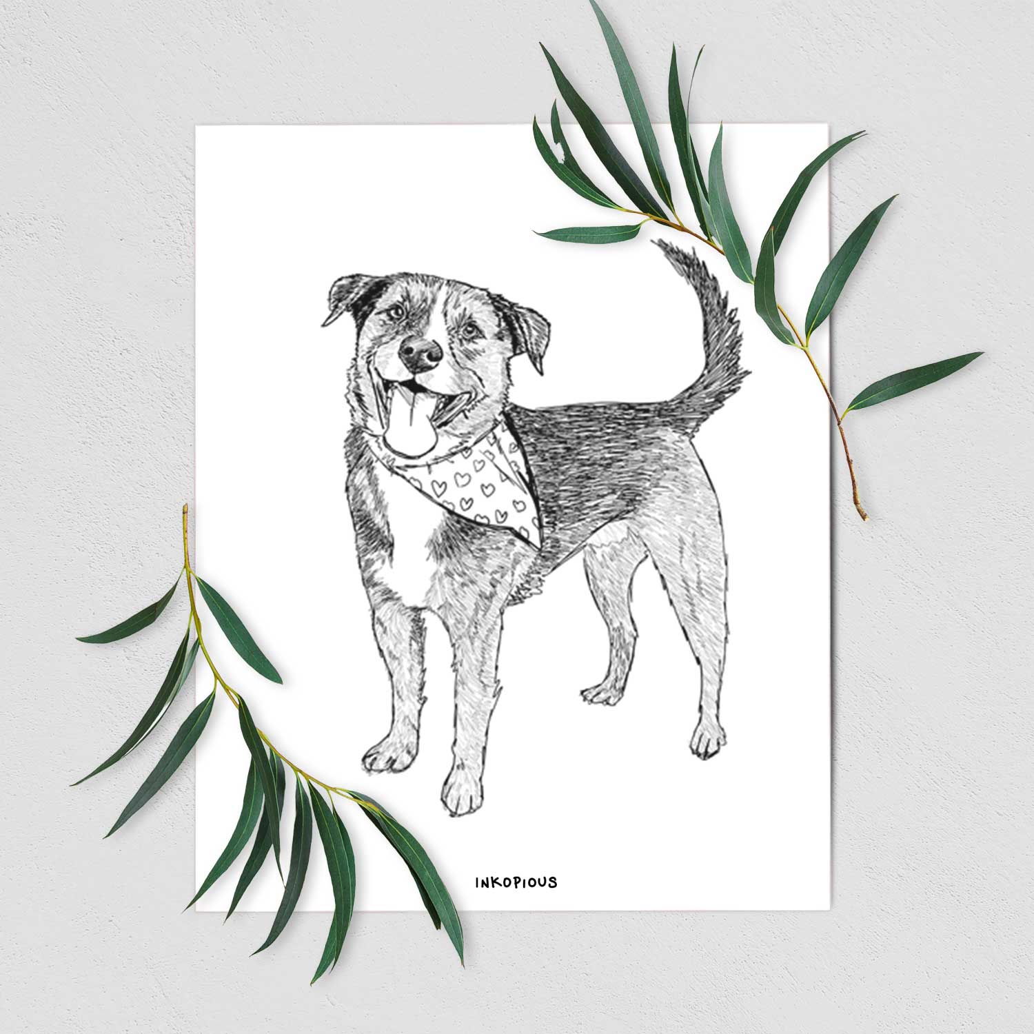 Doodled Roxy the Shepherd Mixed Breed Art Print