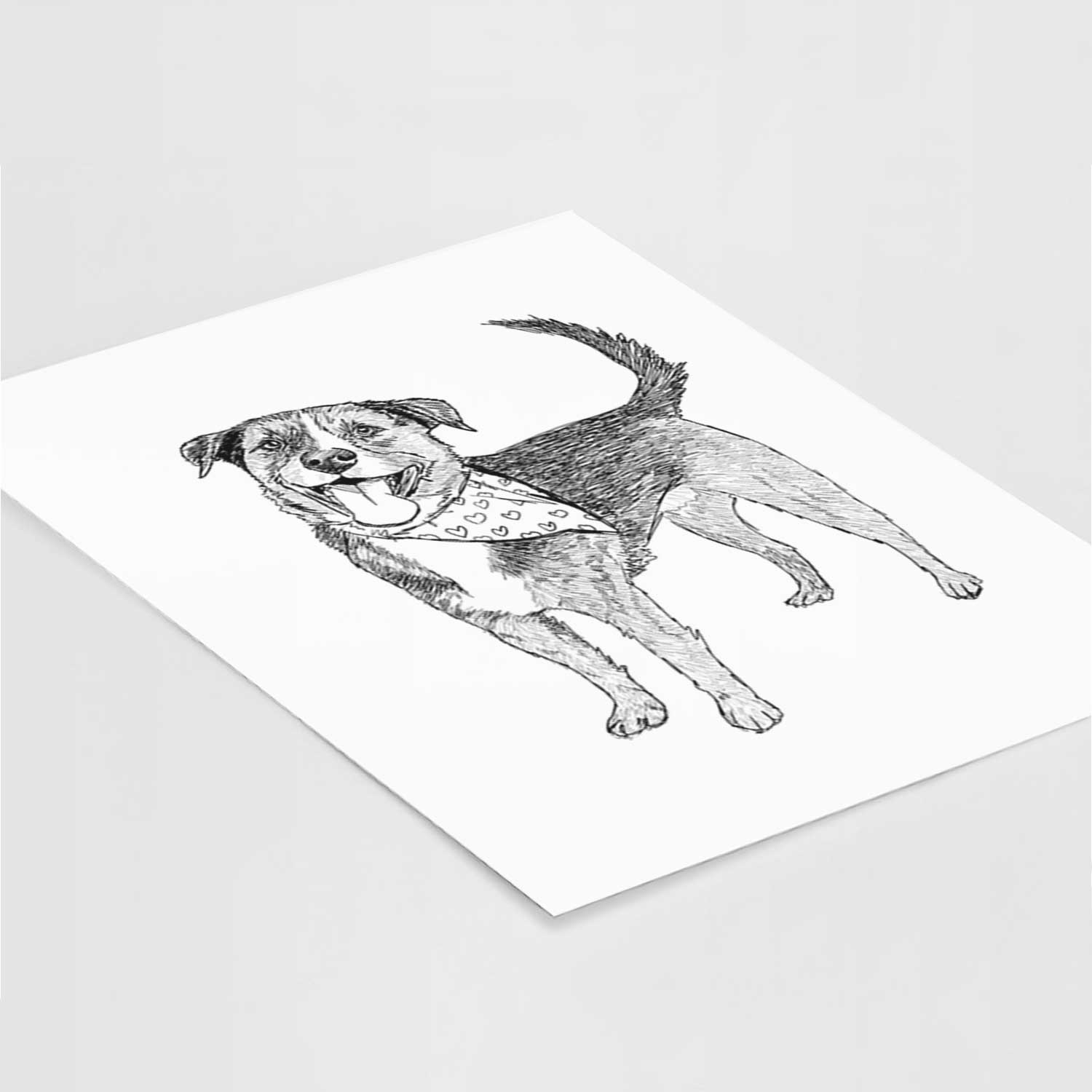 Doodled Roxy the Shepherd Mixed Breed Art Print