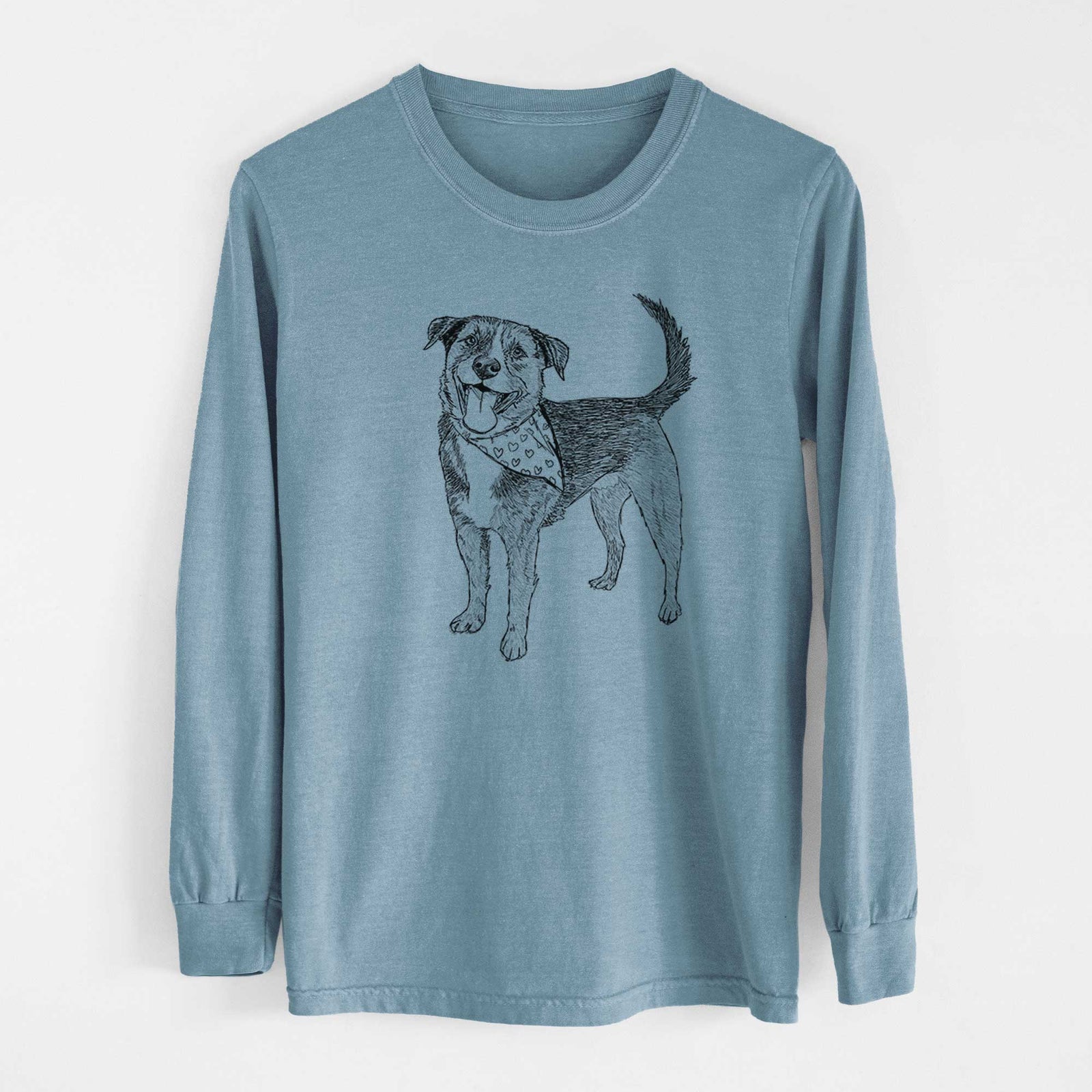 Doodled Roxy the Shepherd Mixed Breed - Heavyweight 100% Cotton Long Sleeve