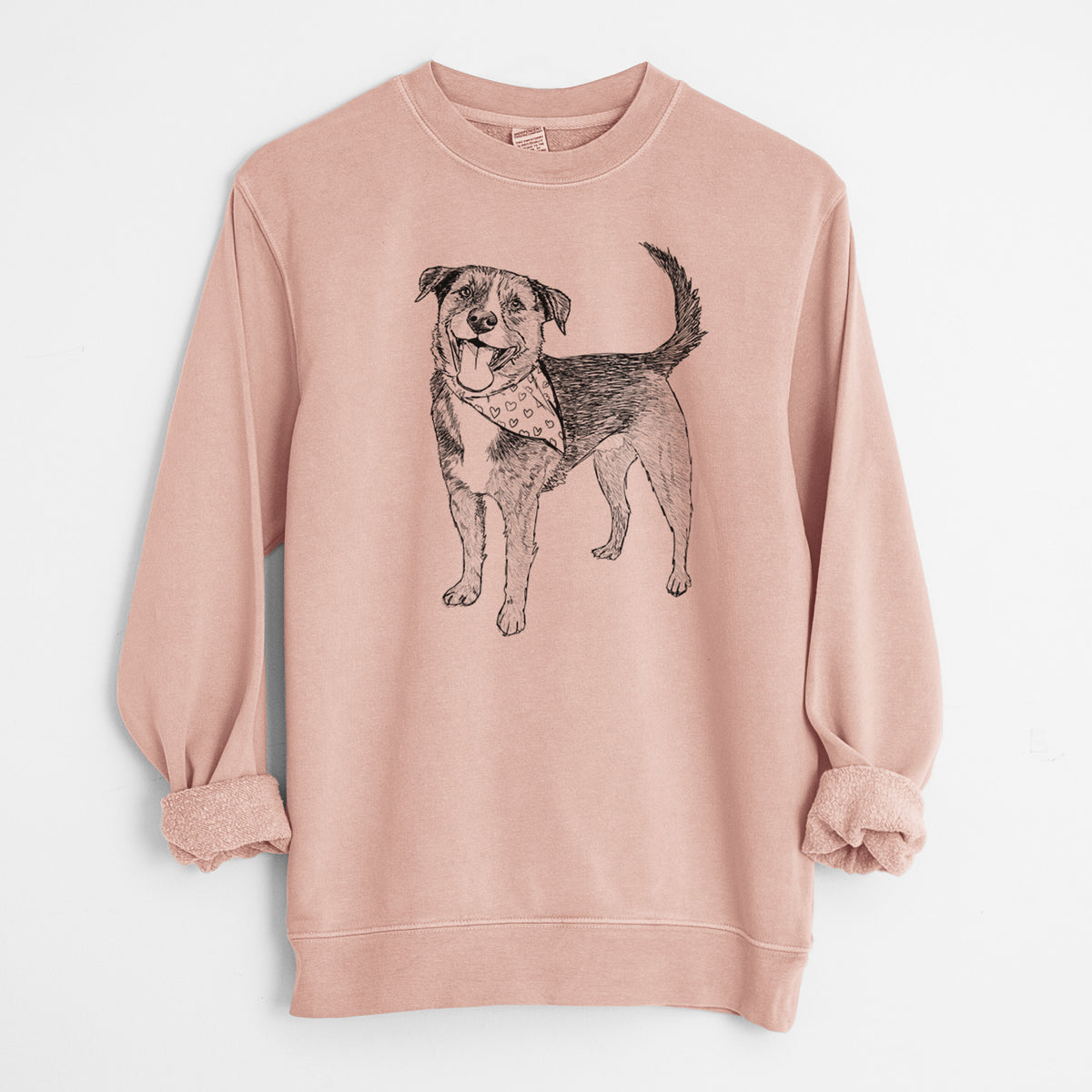 Doodled Roxy the Shepherd Mixed Breed - Unisex Pigment Dyed Crew Sweatshirt