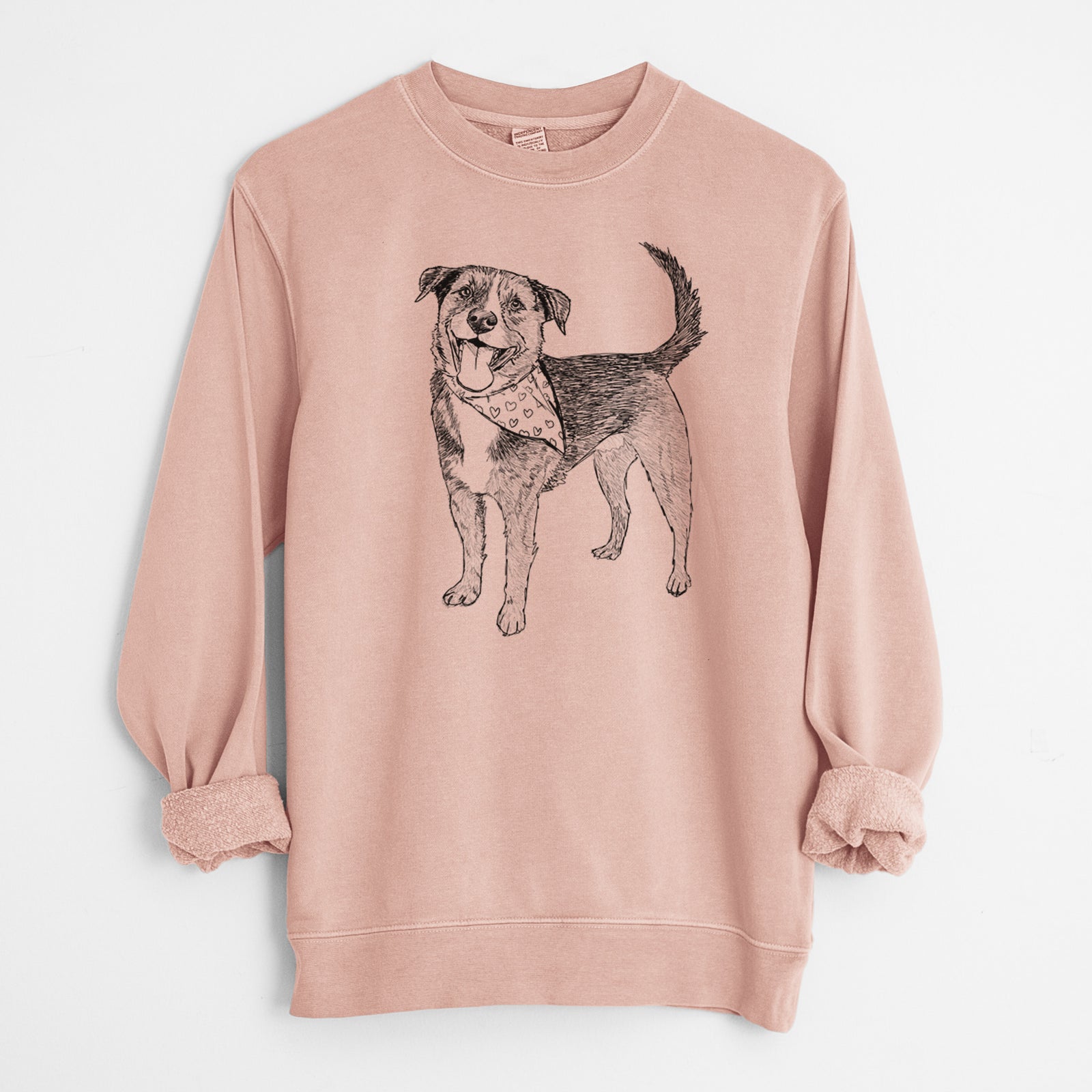 Doodled Roxy the Shepherd Mixed Breed - Unisex Pigment Dyed Crew Sweatshirt