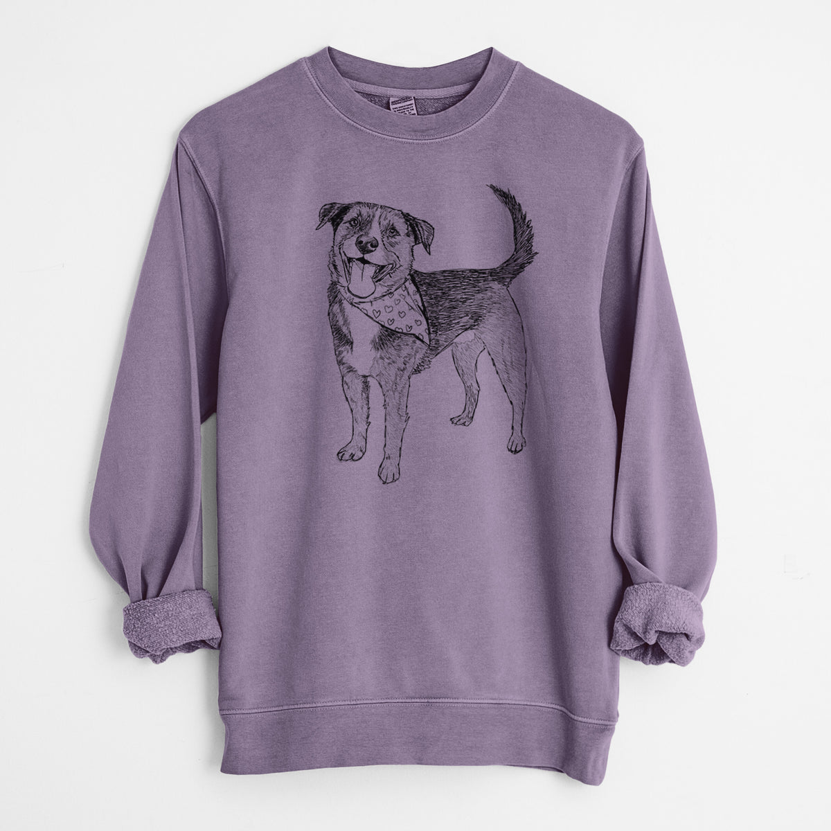 Doodled Roxy the Shepherd Mixed Breed - Unisex Pigment Dyed Crew Sweatshirt