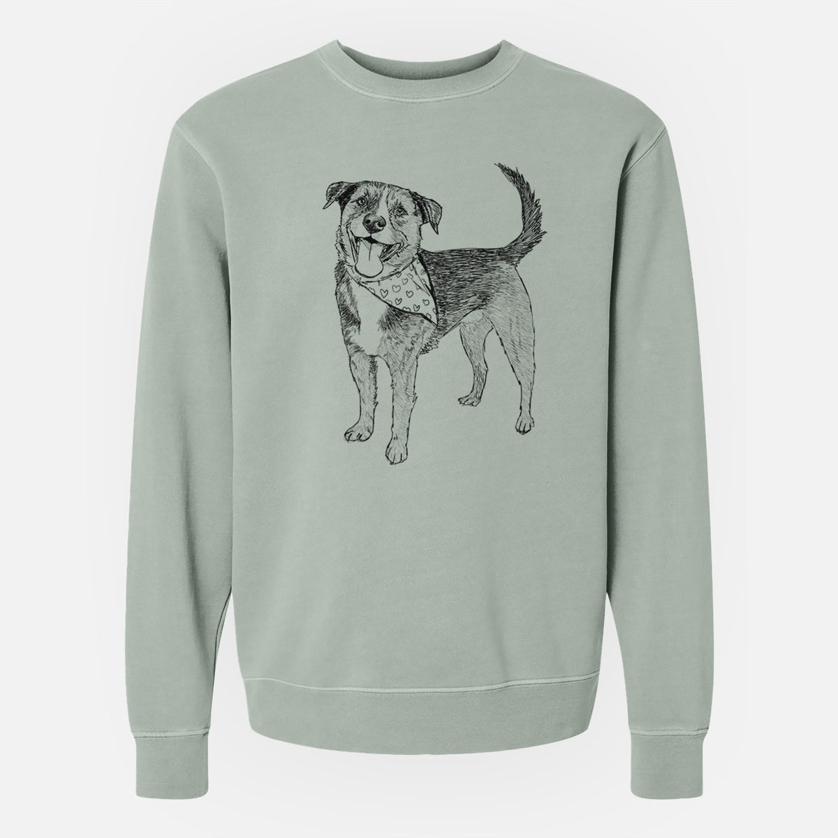 Doodled Roxy the Shepherd Mixed Breed - Unisex Pigment Dyed Crew Sweatshirt