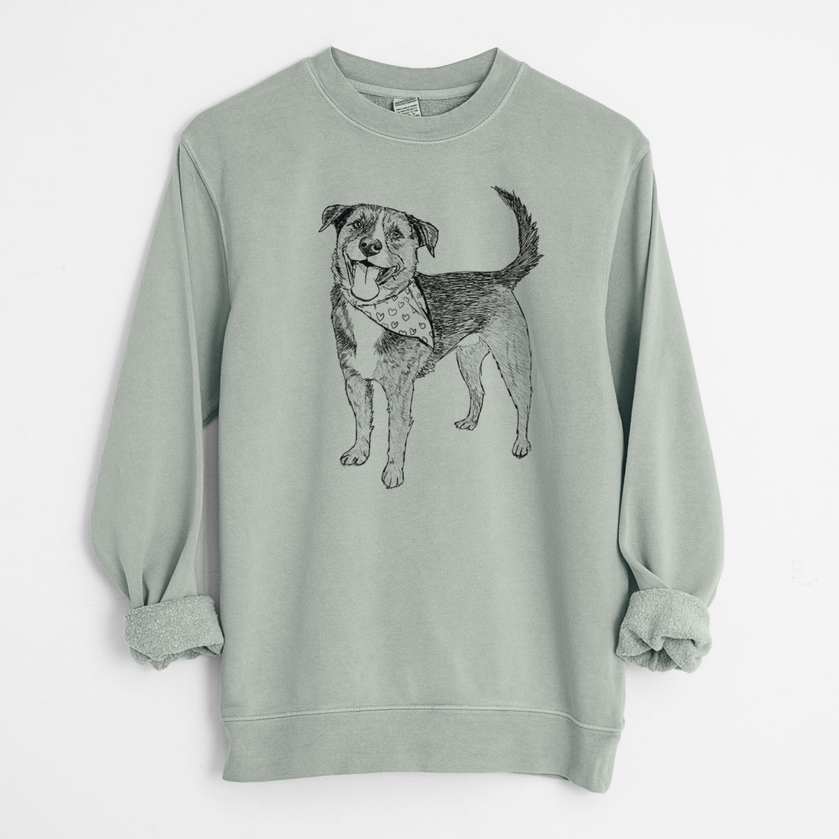 Doodled Roxy the Shepherd Mixed Breed - Unisex Pigment Dyed Crew Sweatshirt