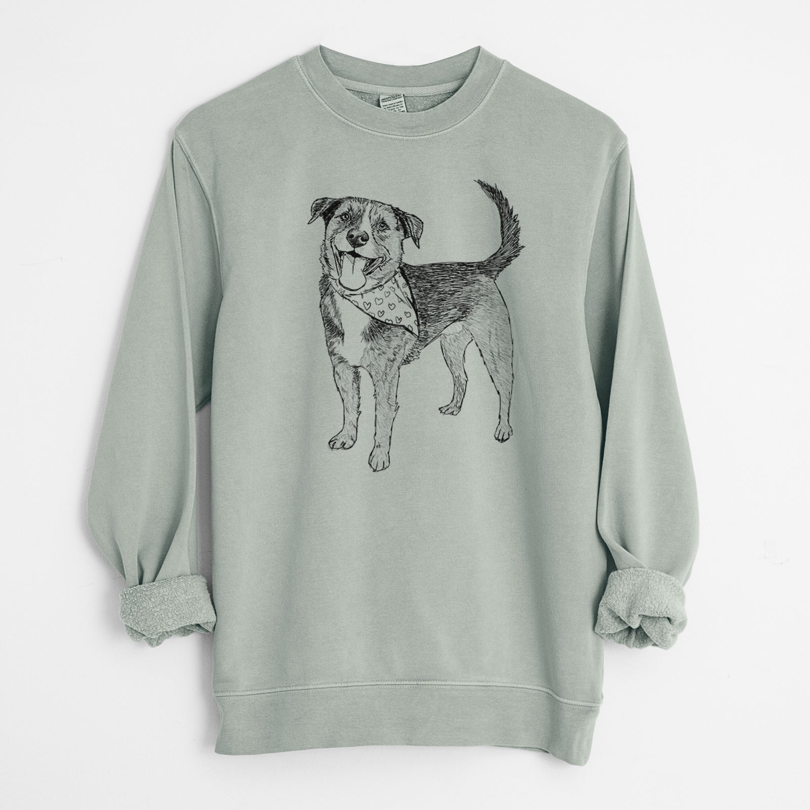 Doodled Roxy the Shepherd Mixed Breed - Unisex Pigment Dyed Crew Sweatshirt