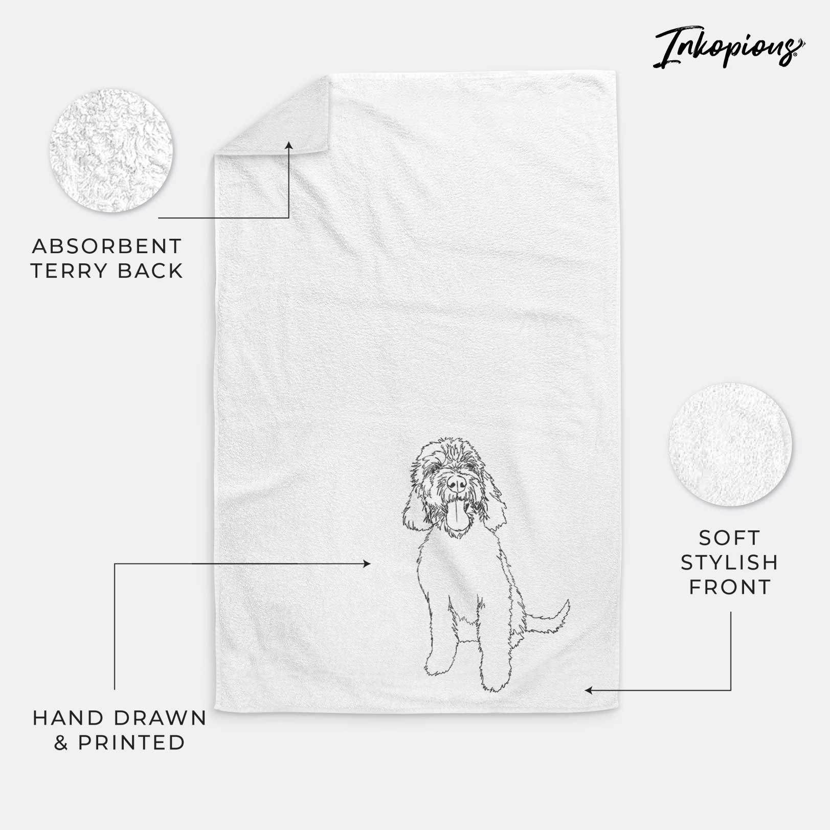 Doodled Ruby the Goldendoodle Decorative Hand Towel