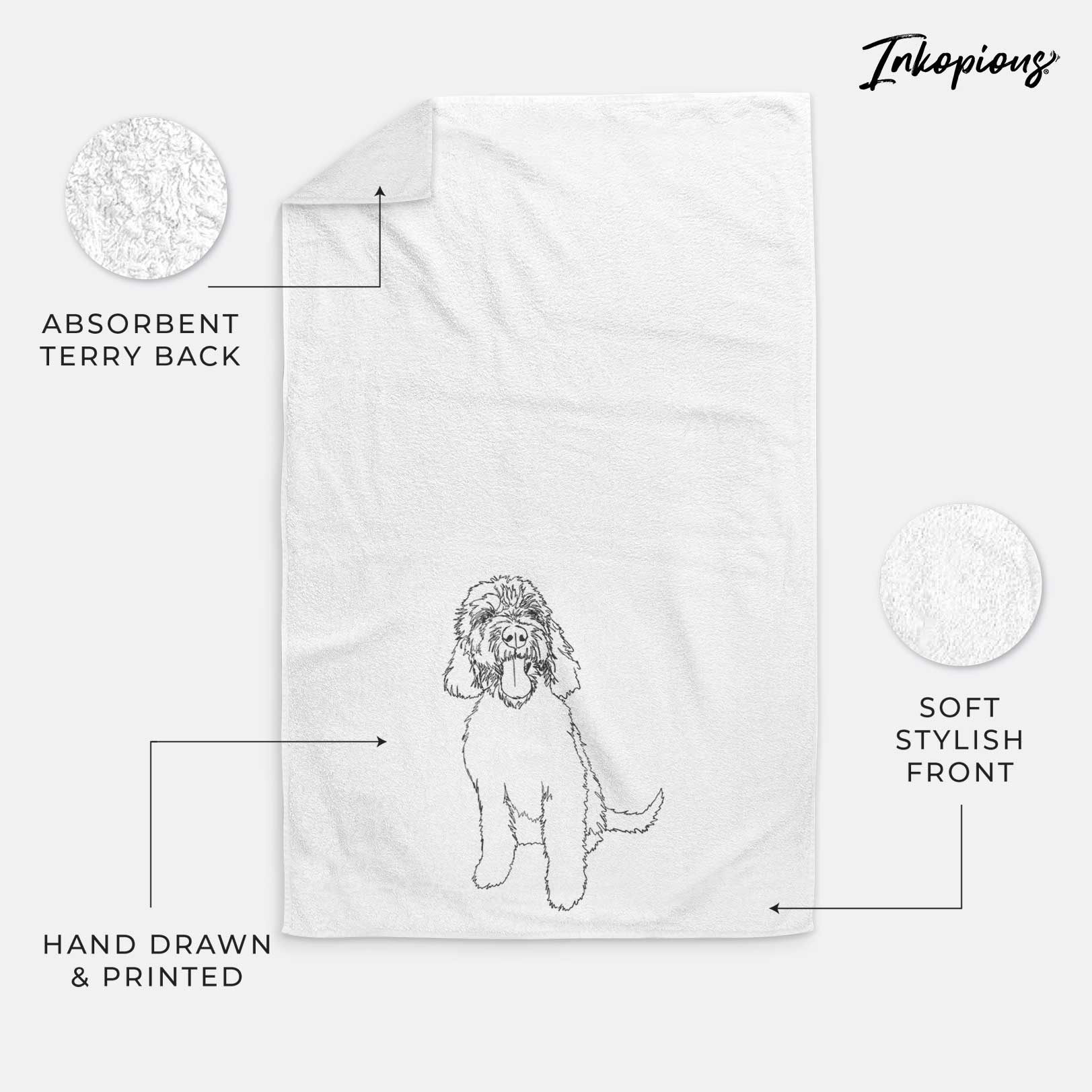 Doodled Ruby the Goldendoodle Decorative Hand Towel