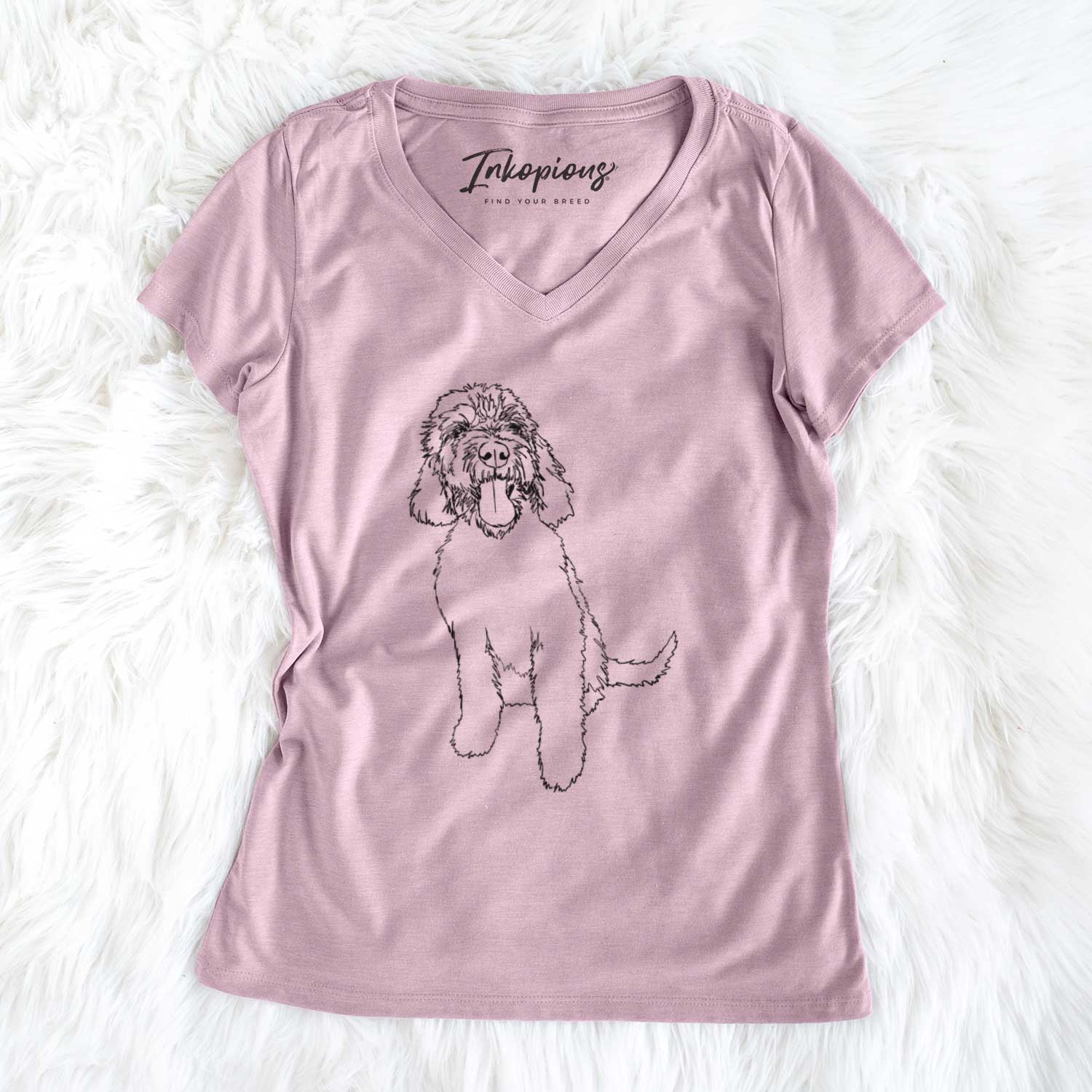 Doodled Ruby the Goldendoodle - Women's V-neck Shirt