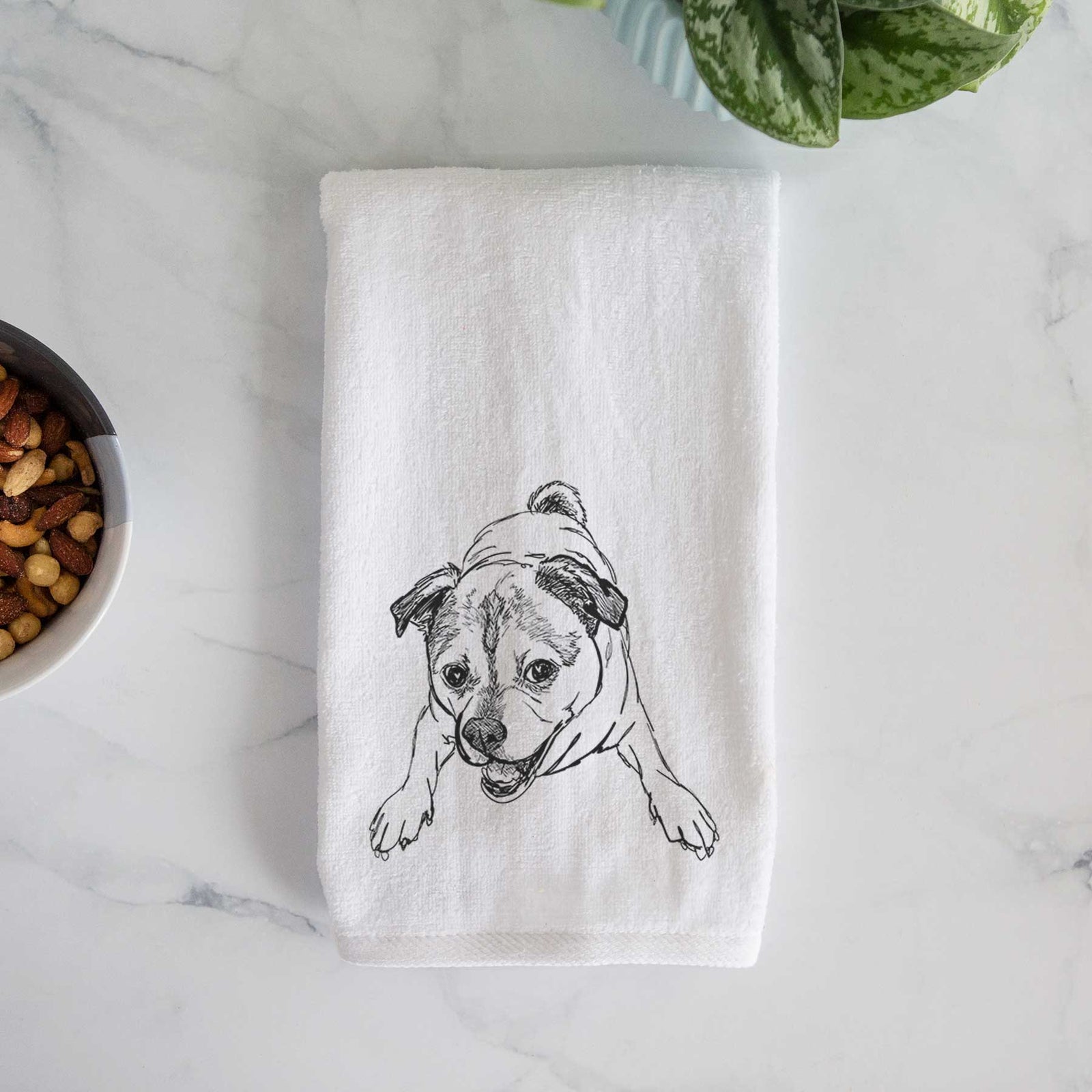 Doodled Rufus the Chug Decorative Hand Towel