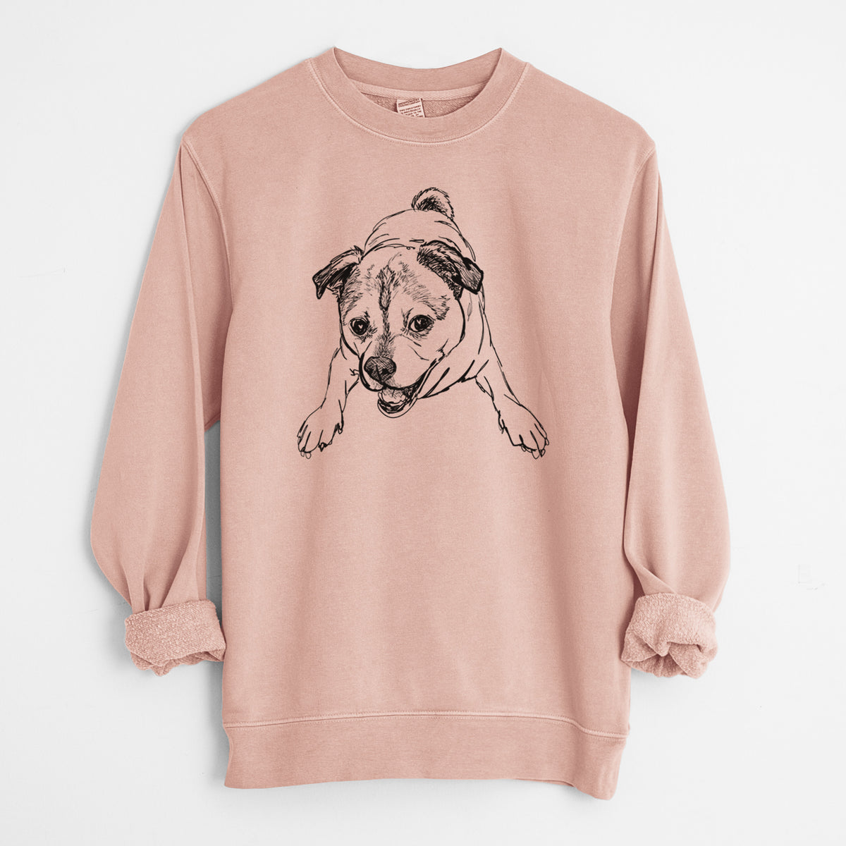 Doodled Rufus the Chug - Unisex Pigment Dyed Crew Sweatshirt