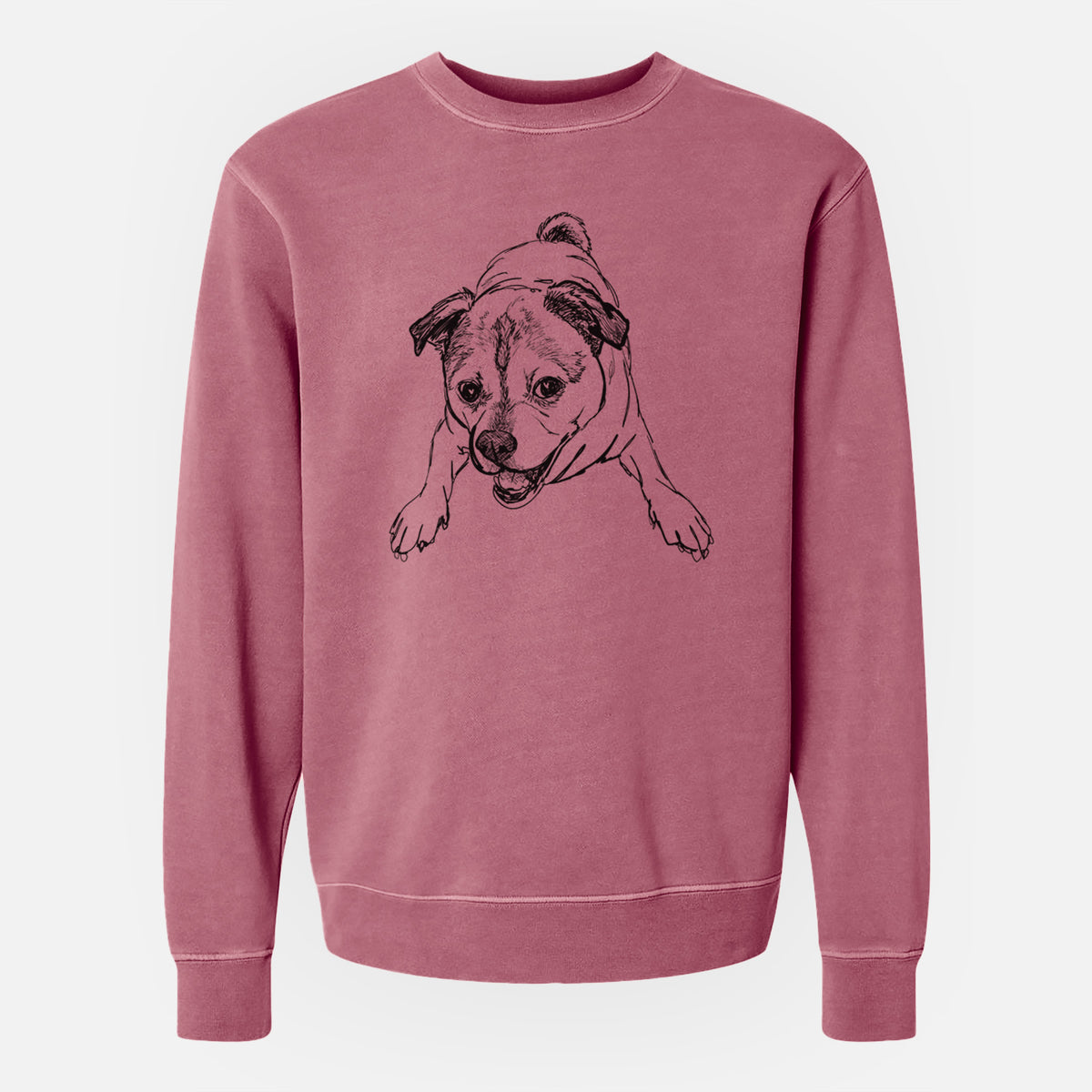 Doodled Rufus the Chug - Unisex Pigment Dyed Crew Sweatshirt