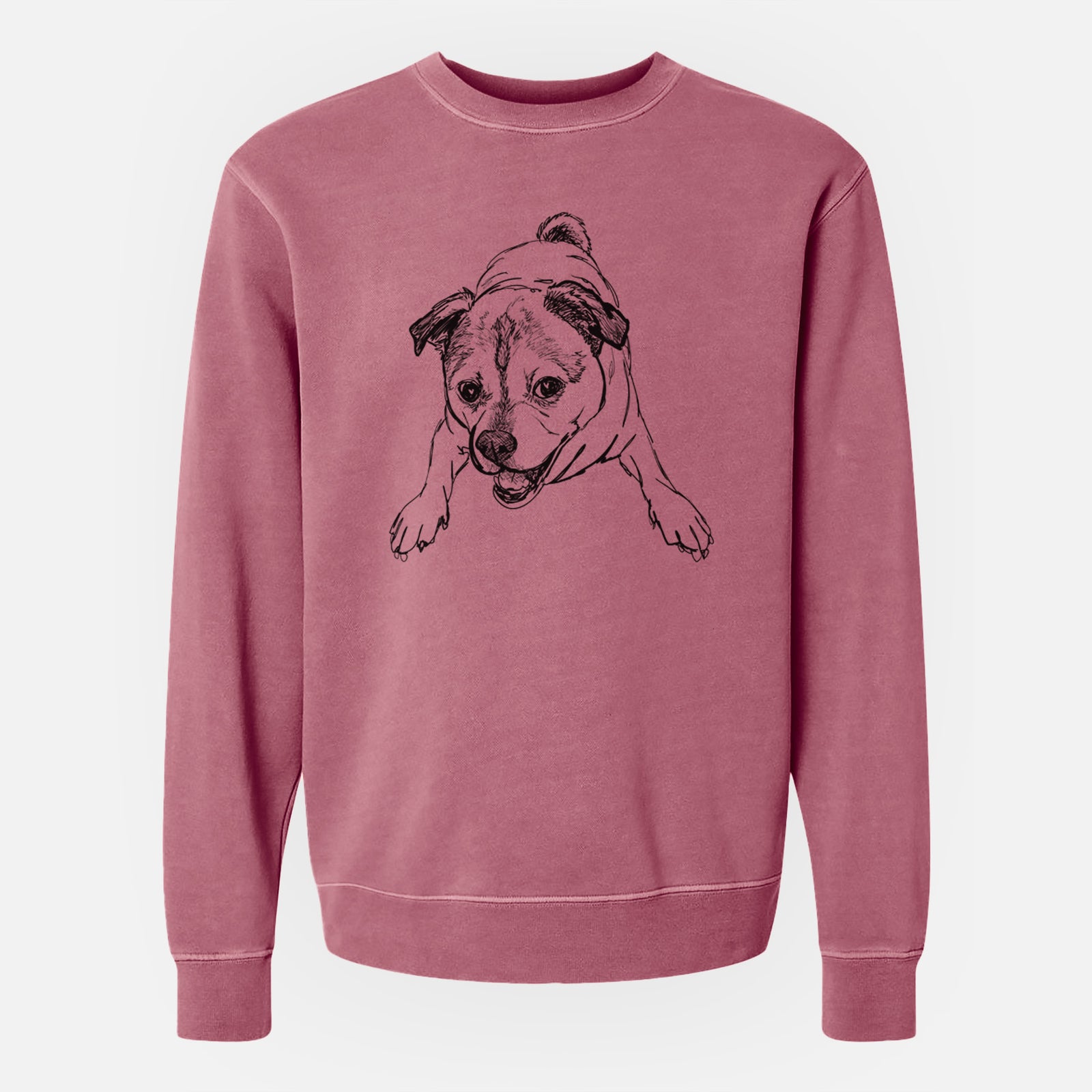 Doodled Rufus the Chug - Unisex Pigment Dyed Crew Sweatshirt