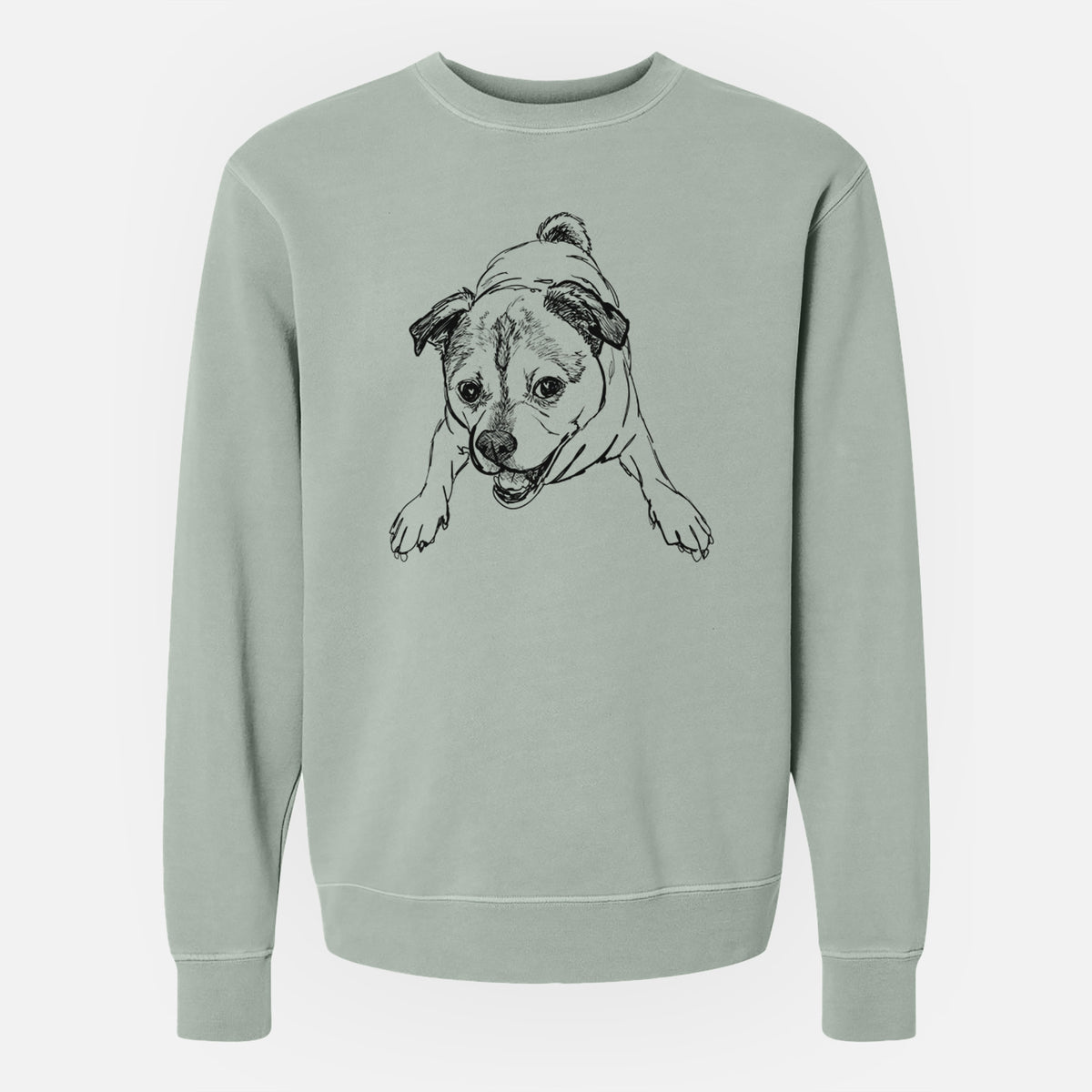 Doodled Rufus the Chug - Unisex Pigment Dyed Crew Sweatshirt