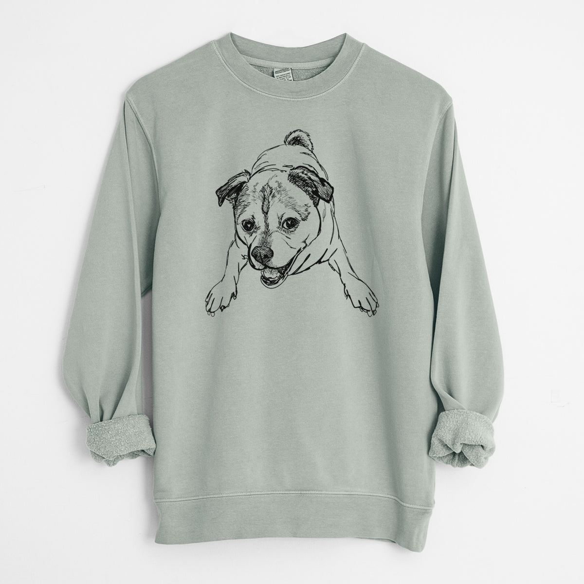 Doodled Rufus the Chug - Unisex Pigment Dyed Crew Sweatshirt