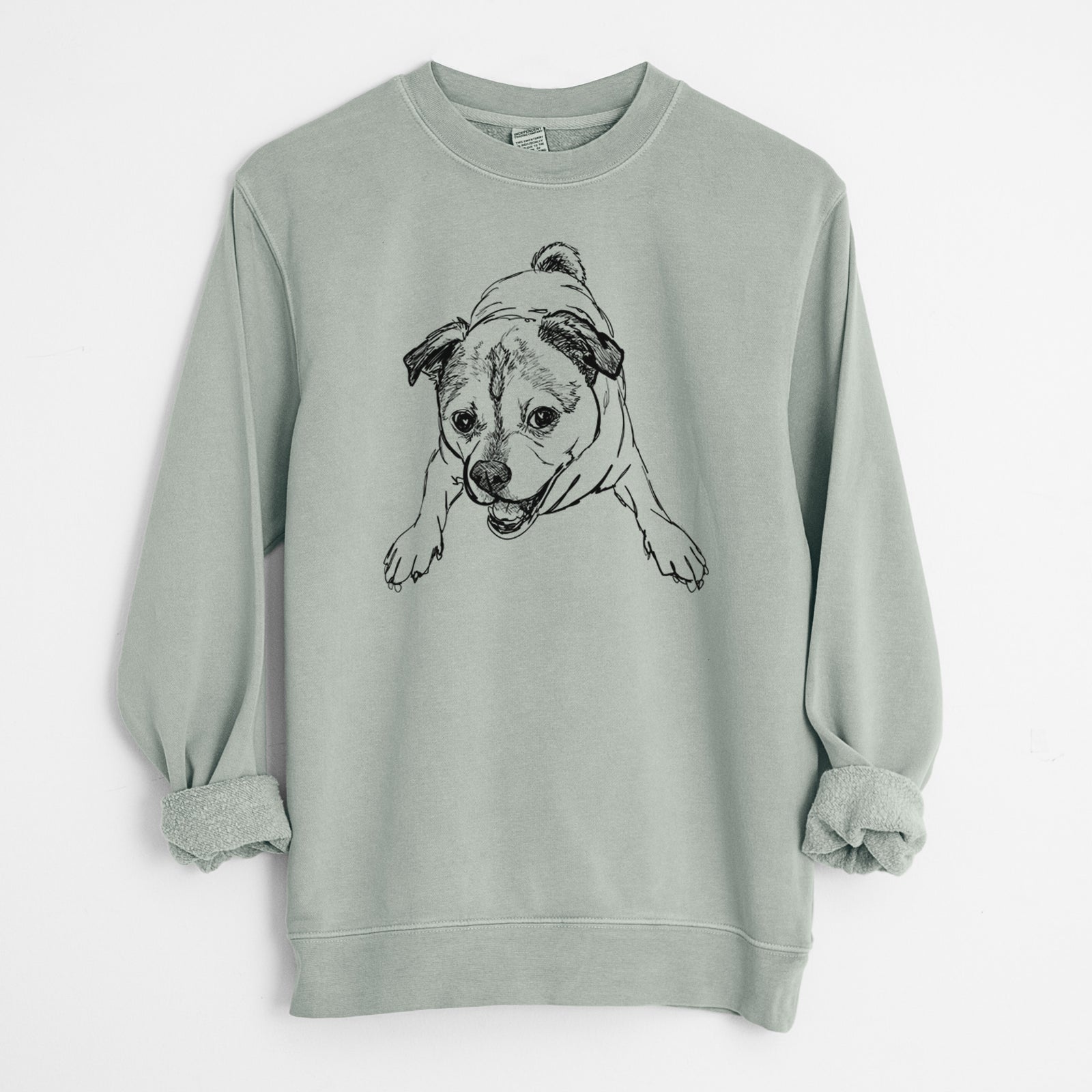 Doodled Rufus the Chug - Unisex Pigment Dyed Crew Sweatshirt