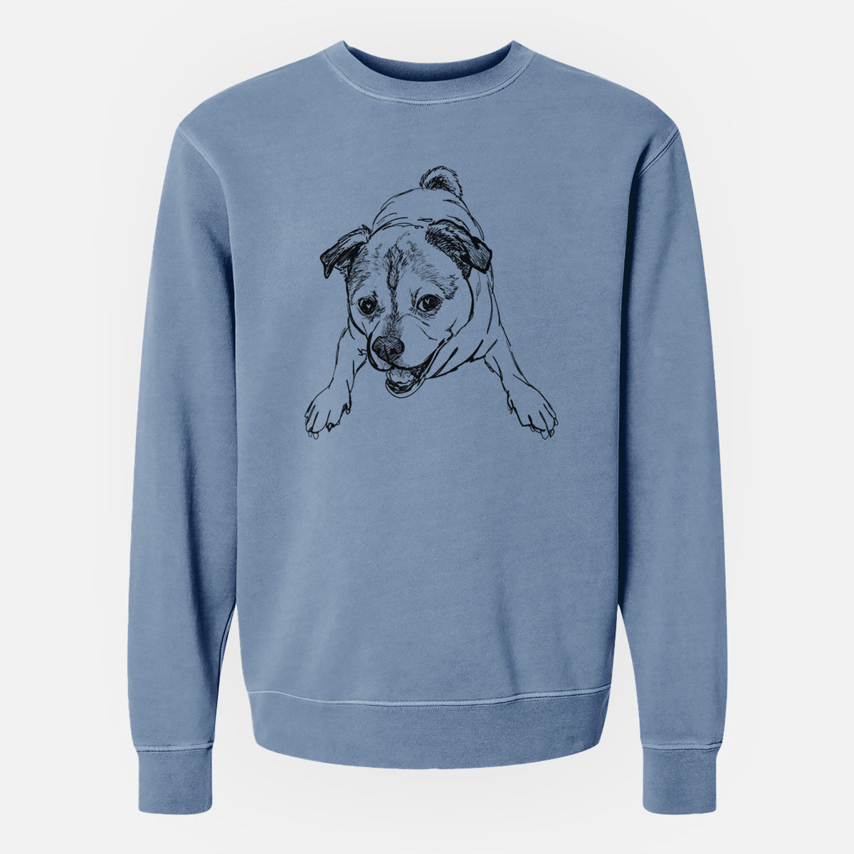 Doodled Rufus the Chug - Unisex Pigment Dyed Crew Sweatshirt