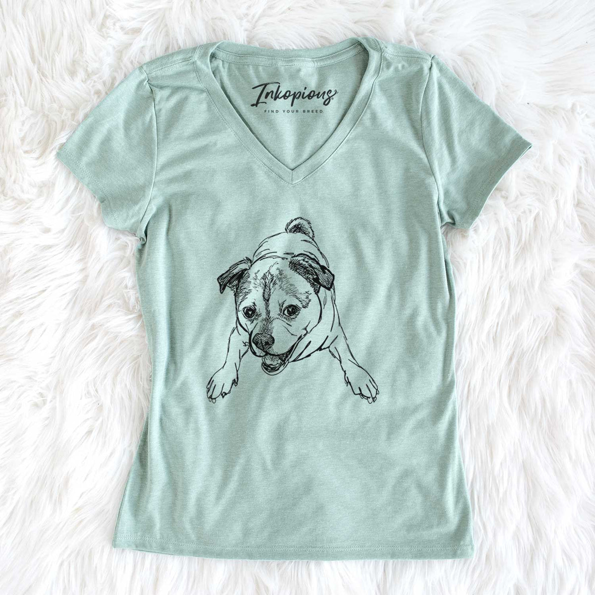 Doodled Rufus the Chug - Women&#39;s V-neck Shirt