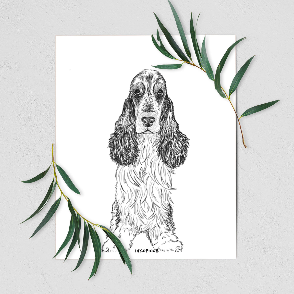 Doodled Rupert the Cocker Spaniel Art Print