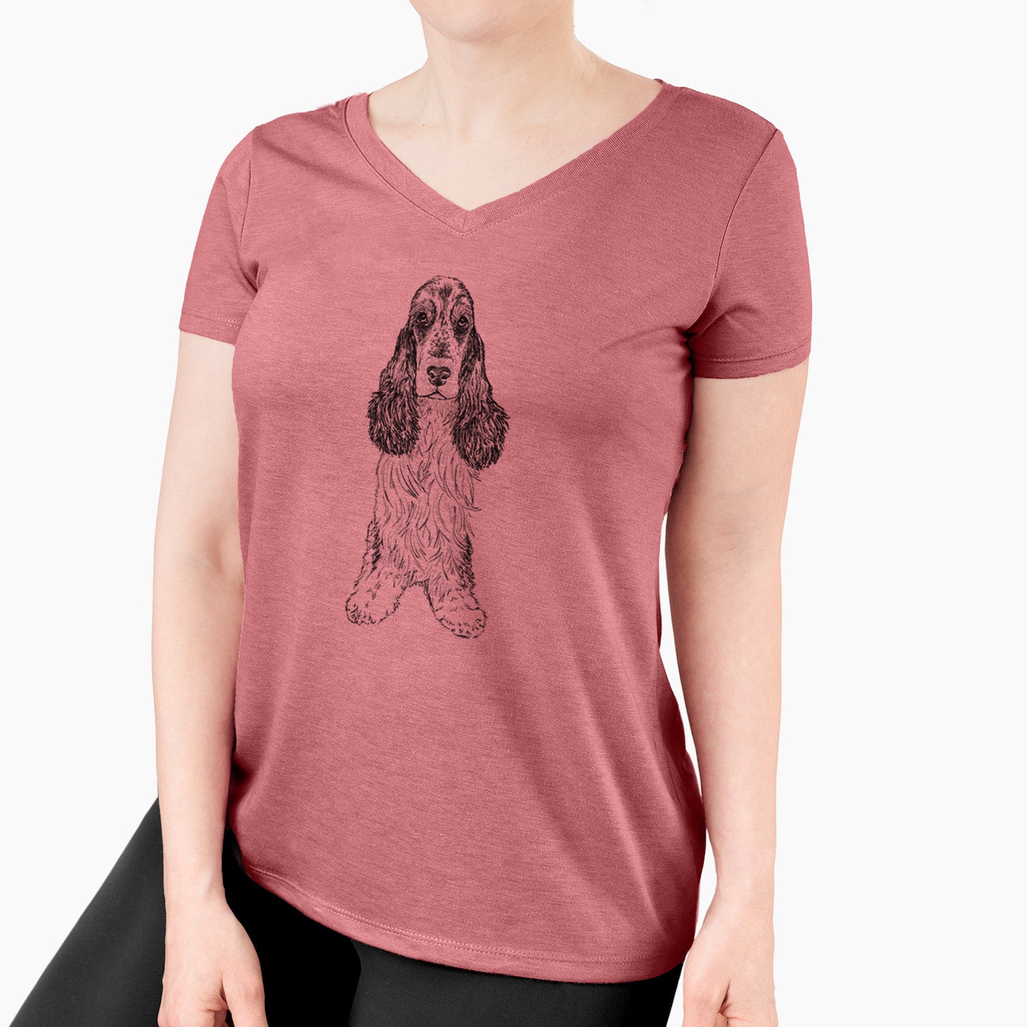 Doodled Rupert the Cocker Spaniel - Women's Perfect V-neck Shirt