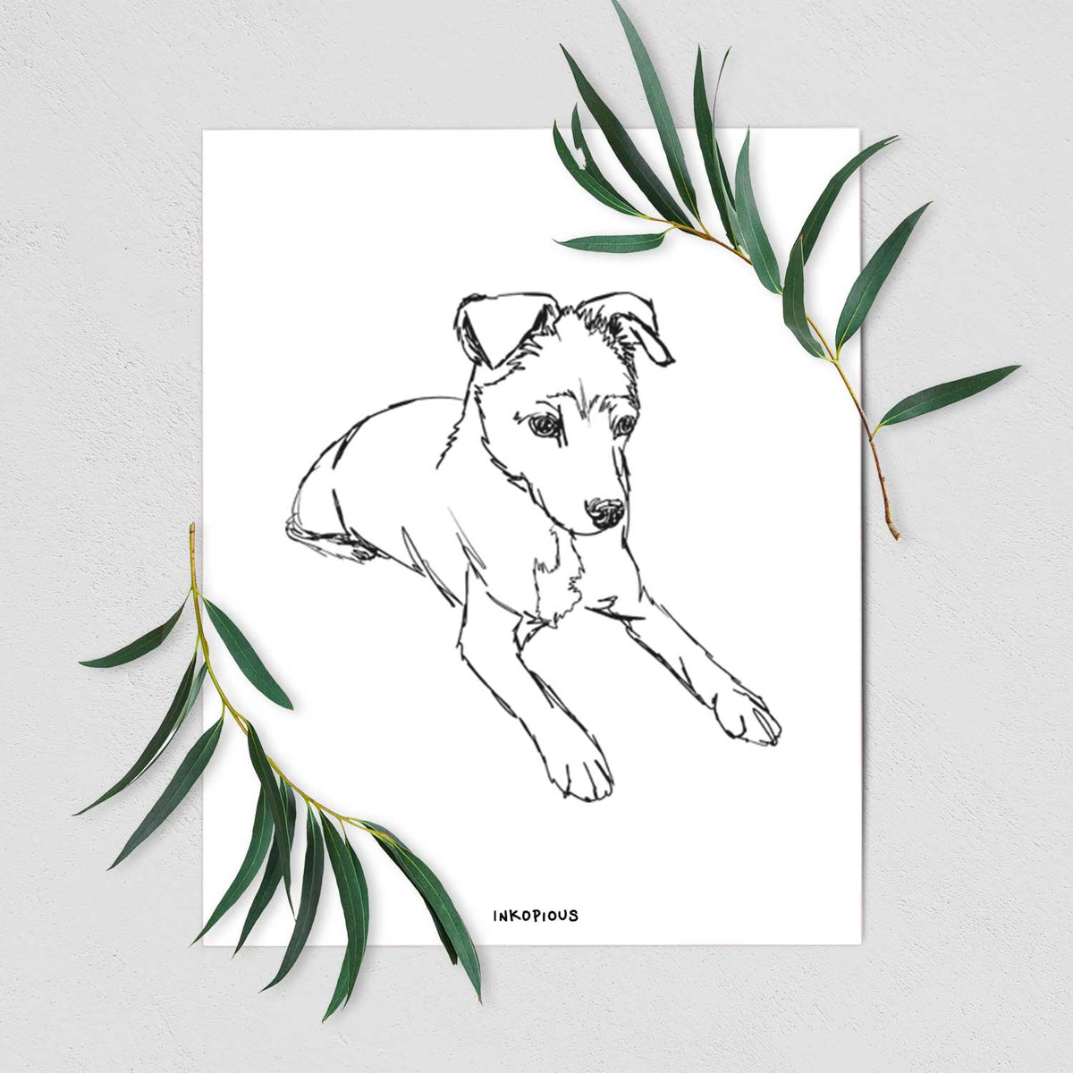 Doodled Rusty the Mixed Breed Art Print