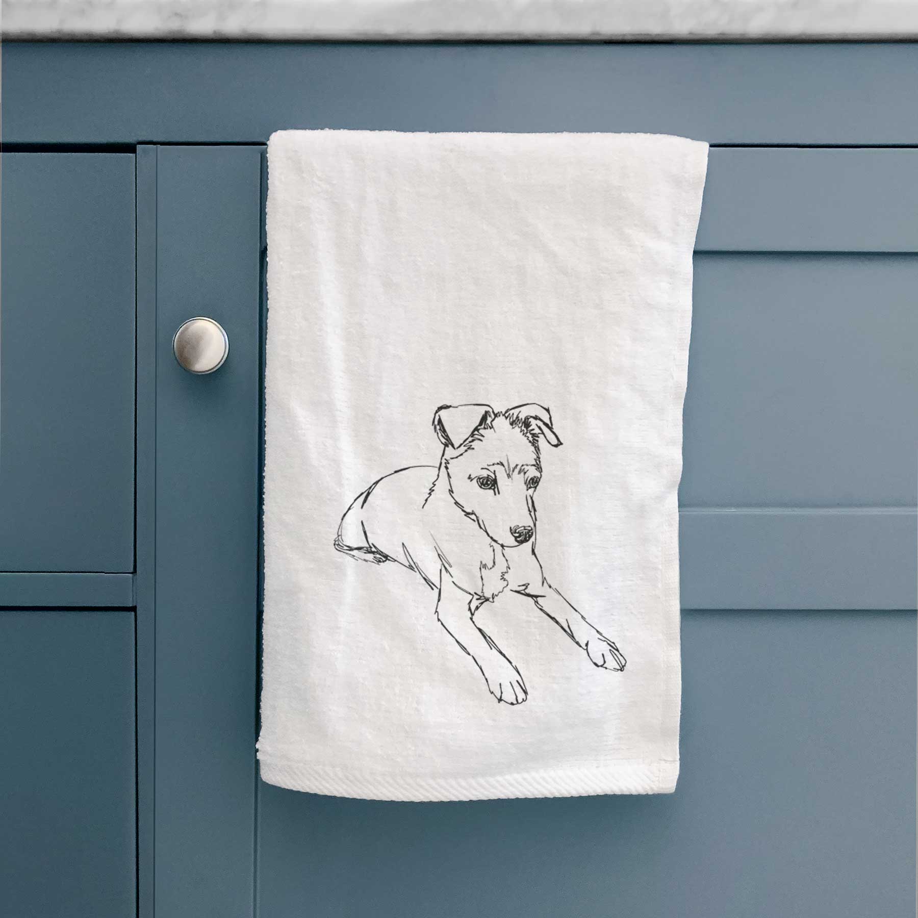 Doodled Rusty the Mixed Breed Decorative Hand Towel