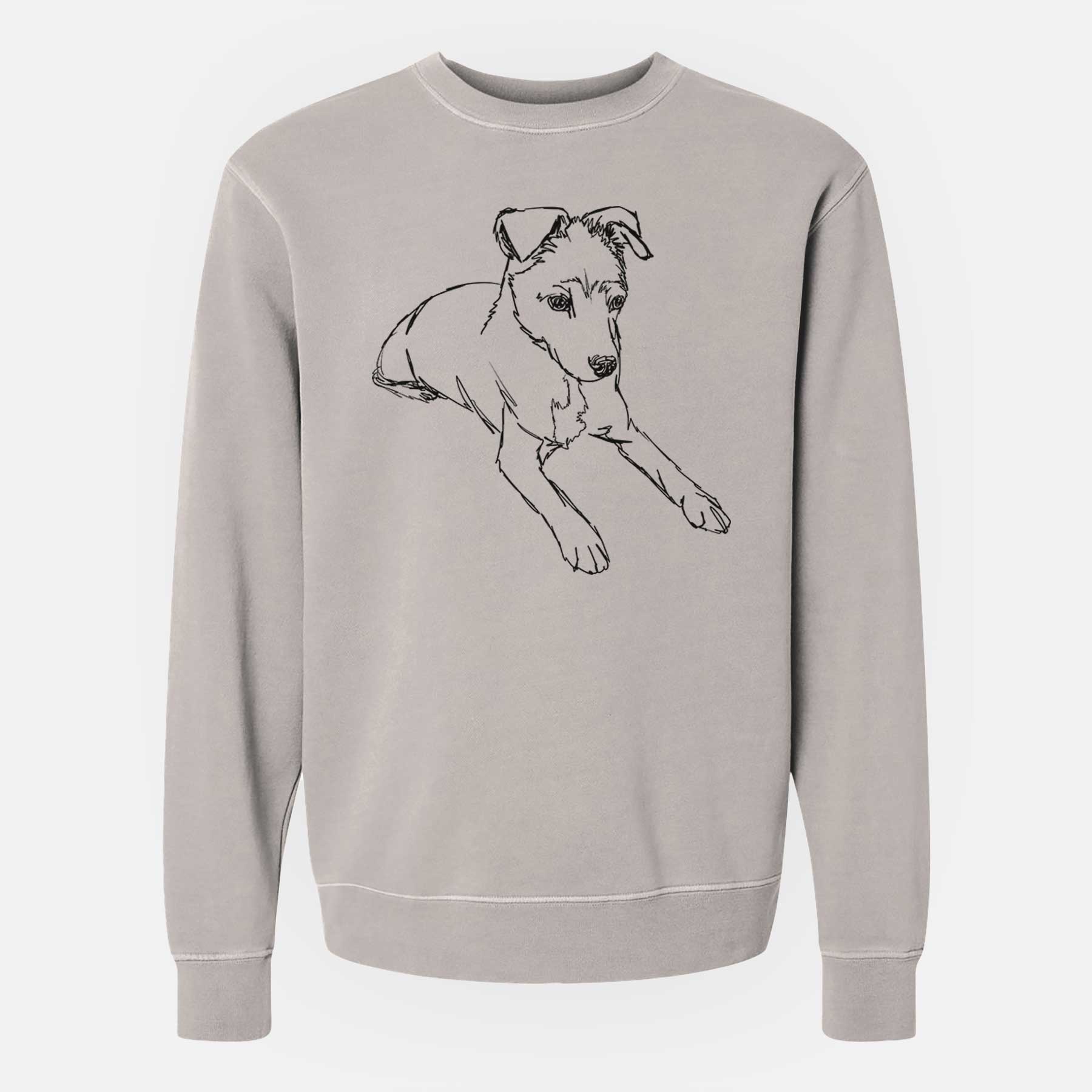 Doodled Rusty the Mixed Breed - Unisex Pigment Dyed Crew Sweatshirt