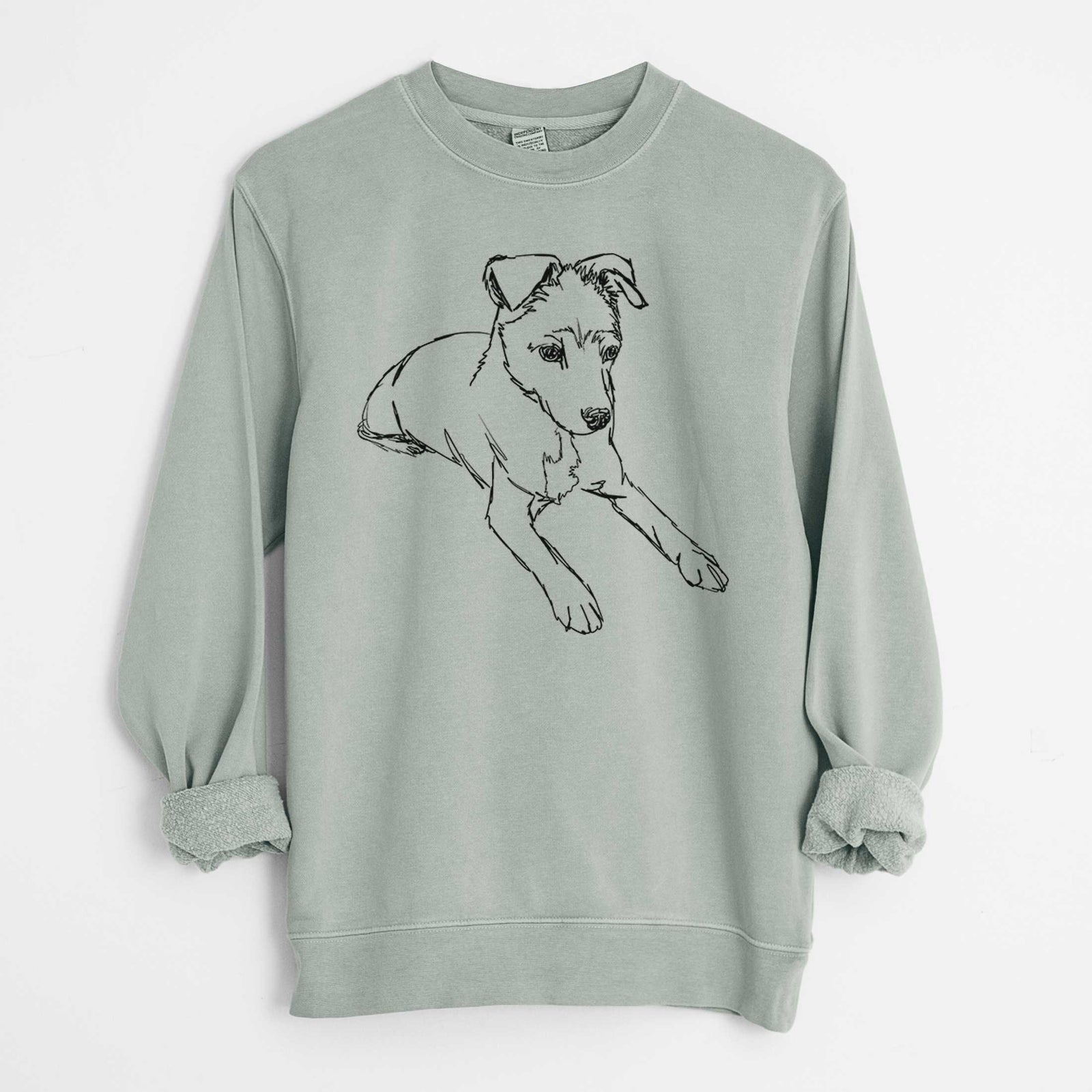 Doodled Rusty the Mixed Breed - Unisex Pigment Dyed Crew Sweatshirt