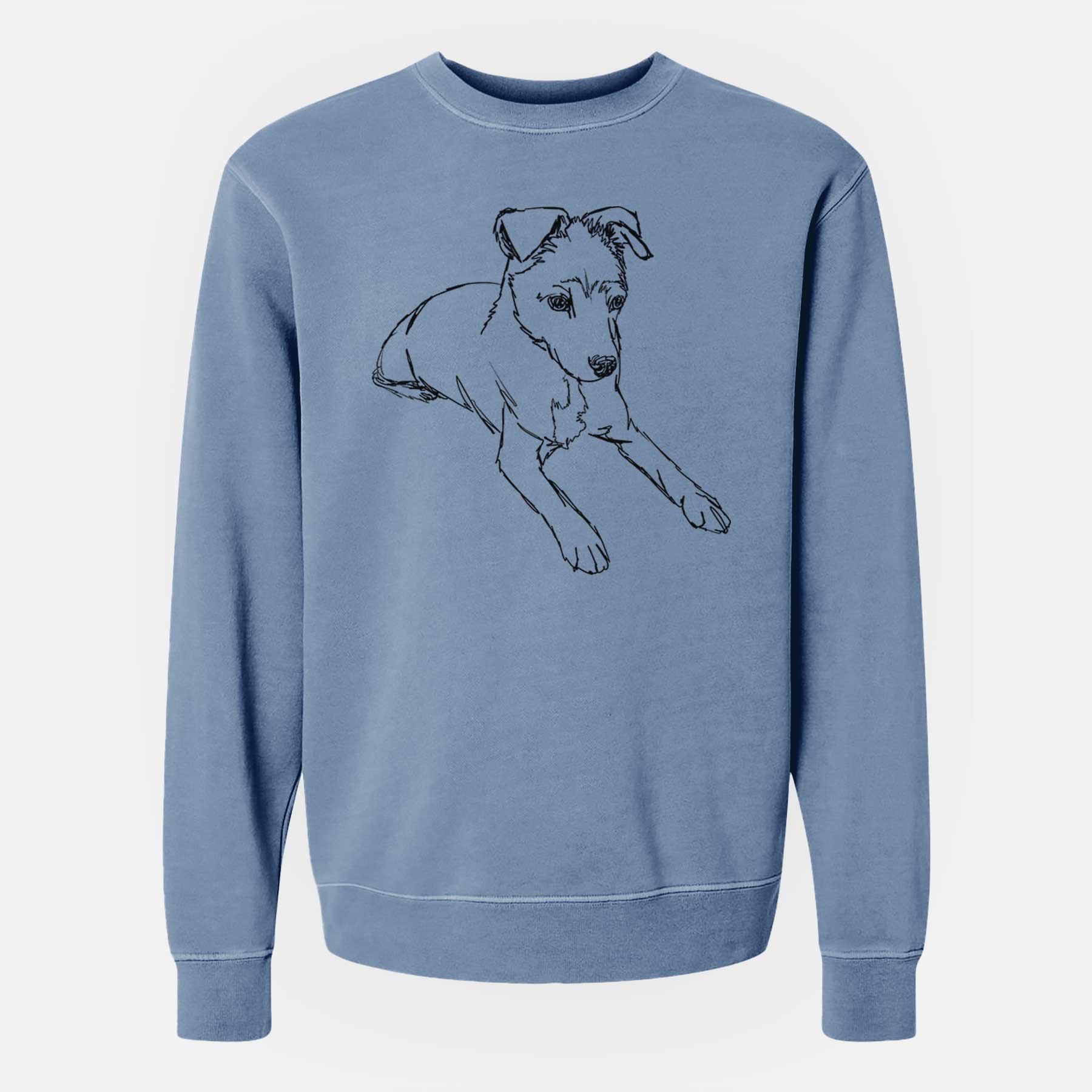 Doodled Rusty the Mixed Breed - Unisex Pigment Dyed Crew Sweatshirt