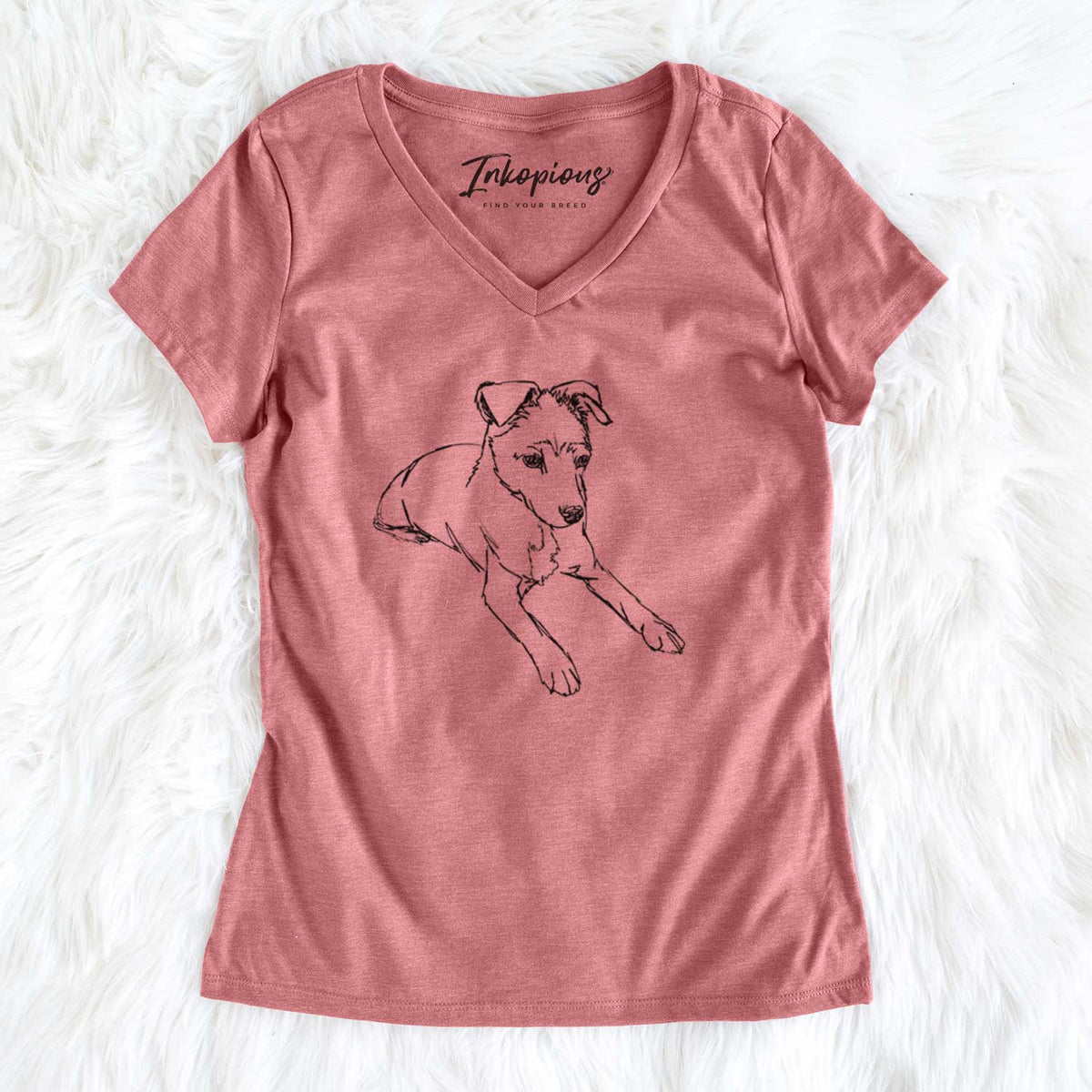 Doodled Rusty the Mixed Breed - Women&#39;s V-neck Shirt