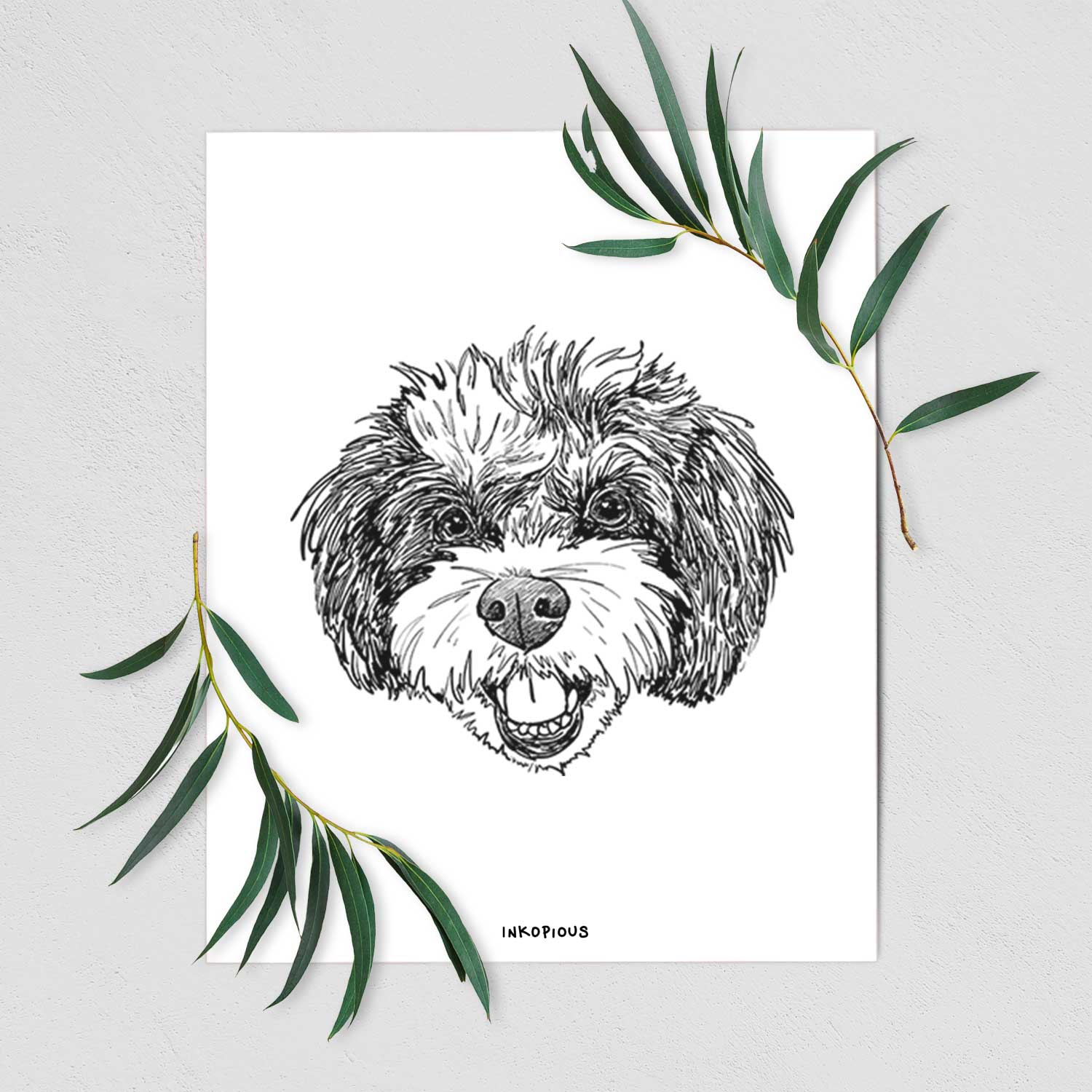 Doodled Santana Banana the Bichon Poodle Art Print