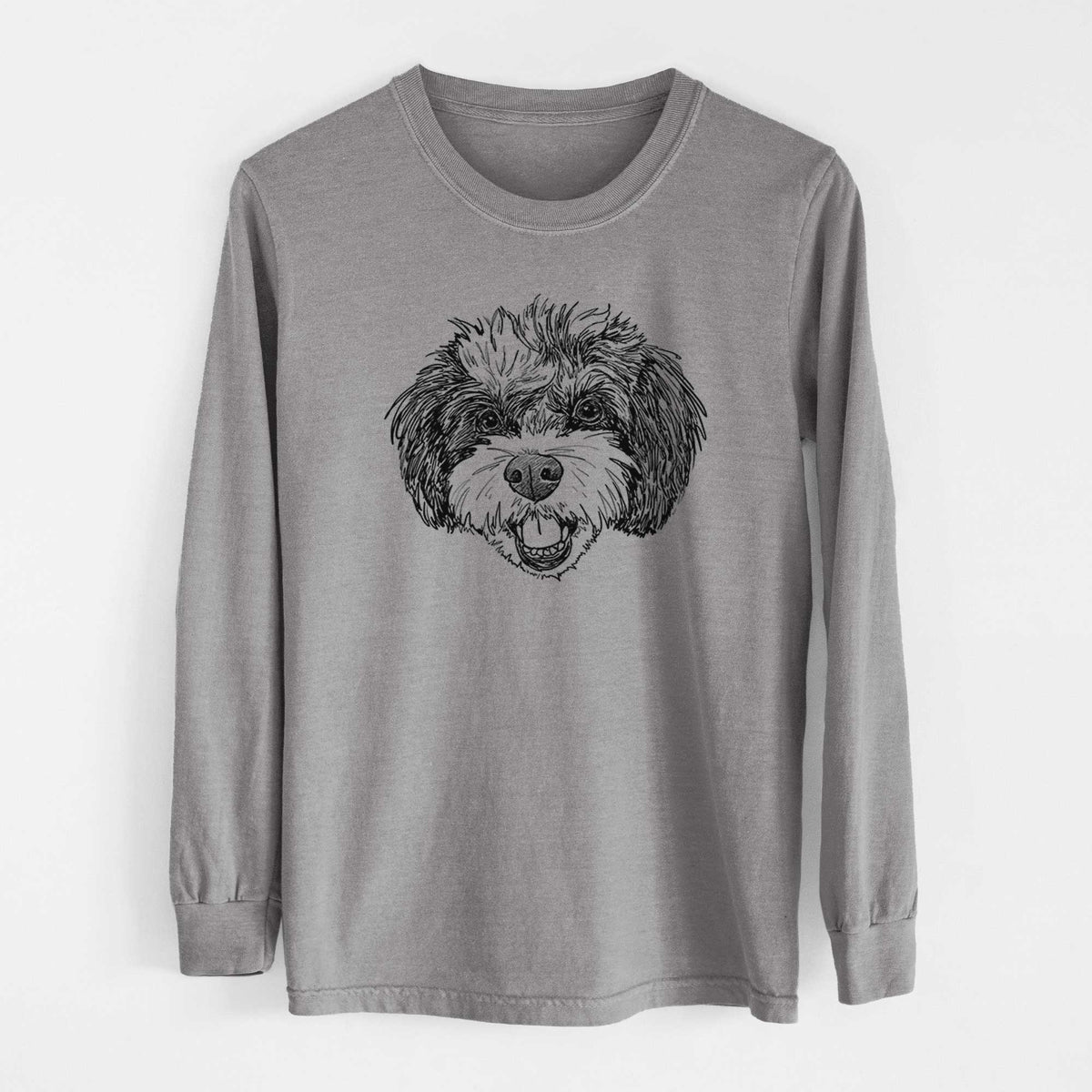Doodled Santana Banana the Bichon Poodle - Heavyweight 100% Cotton Long Sleeve