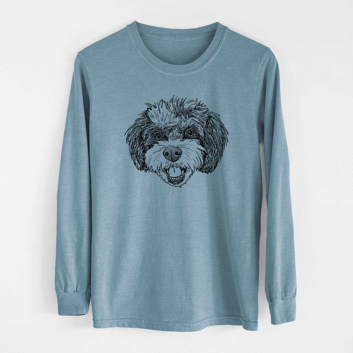 Doodled Santana Banana the Bichon Poodle - Heavyweight 100% Cotton Long Sleeve