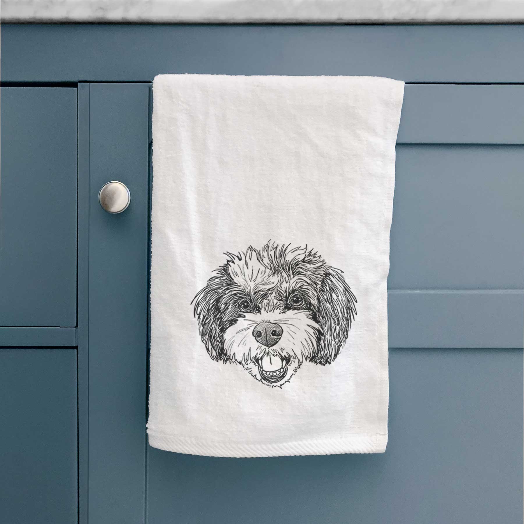 Doodled Santana Banana the Bichon Poodle Decorative Hand Towel