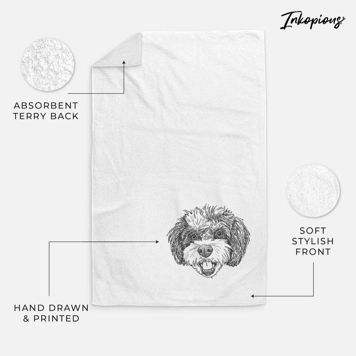 Doodled Santana Banana the Bichon Poodle Decorative Hand Towel