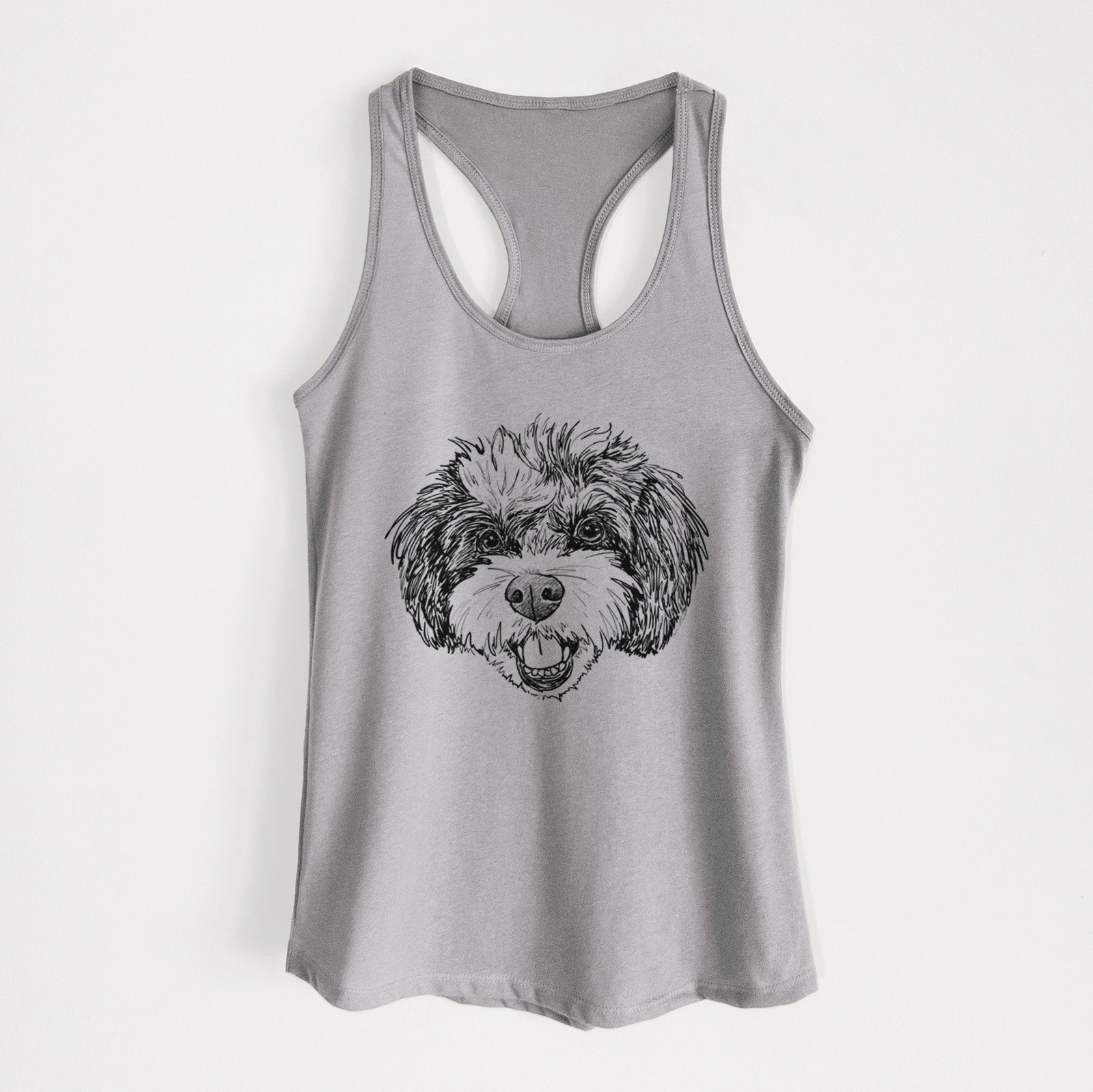 Doodled Santana Banana the Bichon Poodle - Women's Racerback Tanktop