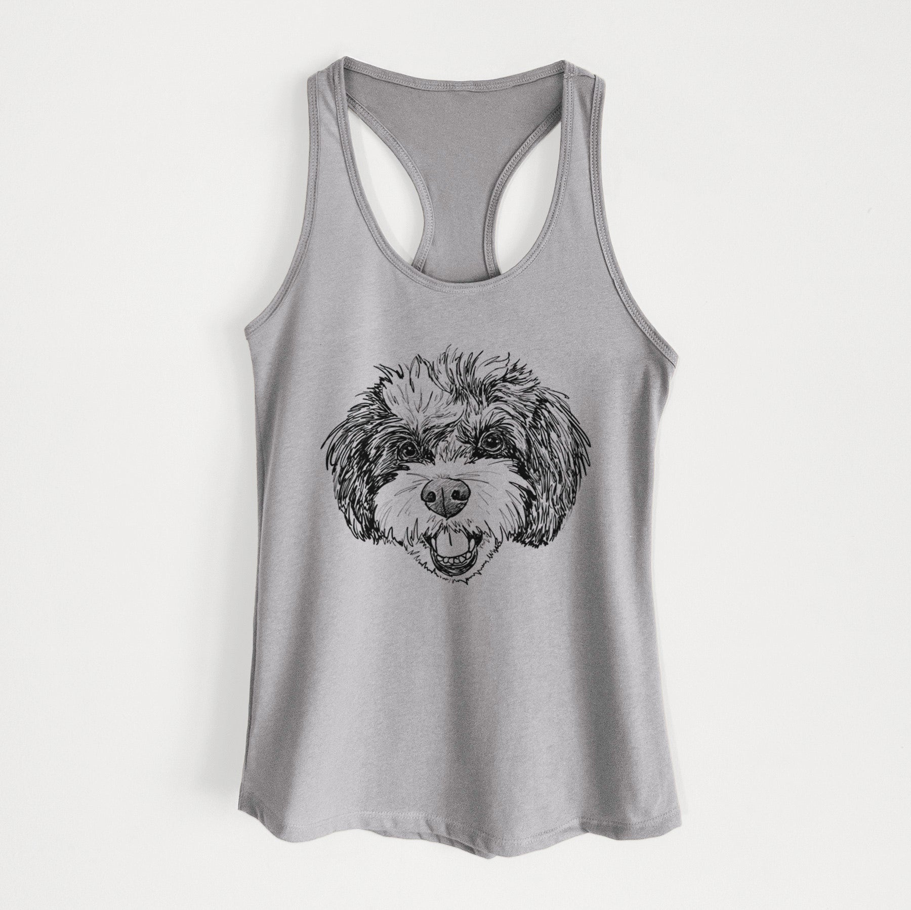 Doodled Santana Banana the Bichon Poodle - Women's Racerback Tanktop