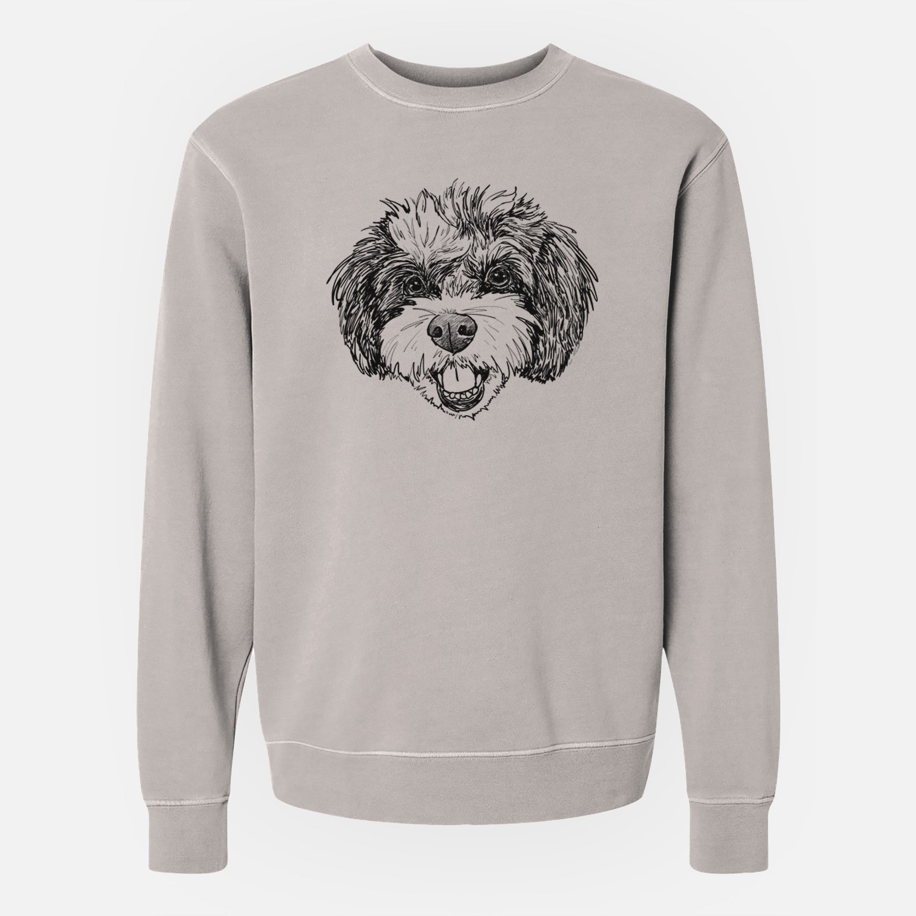 Doodled Santana Banana the Bichon Poodle - Unisex Pigment Dyed Crew Sweatshirt