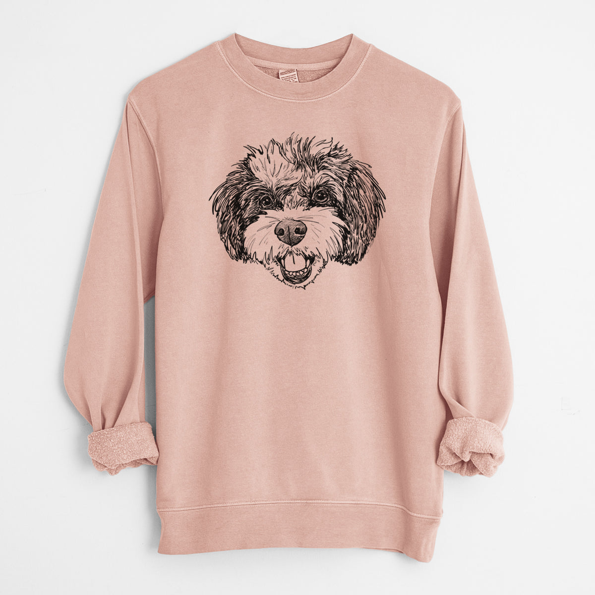 Doodled Santana Banana the Bichon Poodle - Unisex Pigment Dyed Crew Sweatshirt