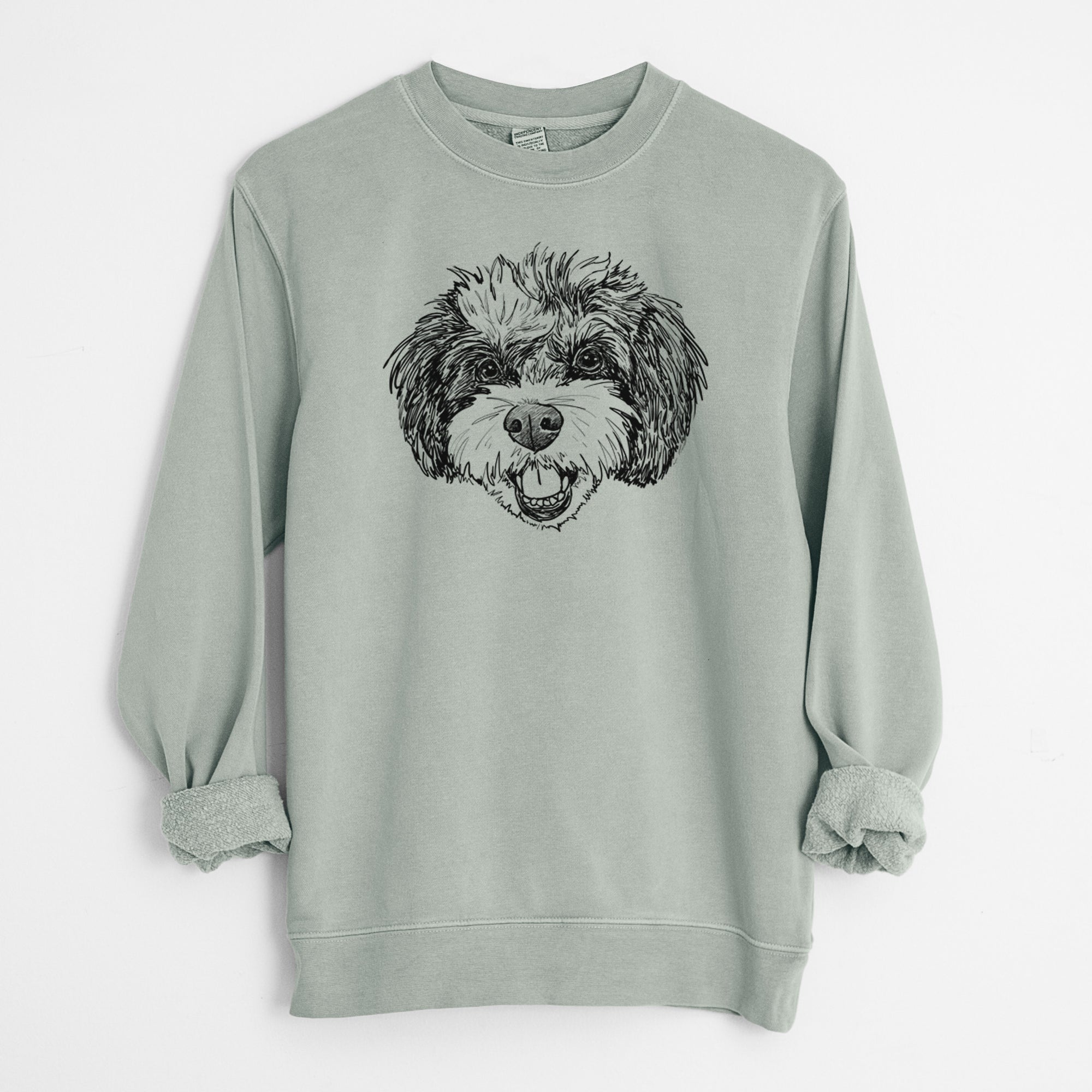 Doodled Santana Banana the Bichon Poodle - Unisex Pigment Dyed Crew Sweatshirt