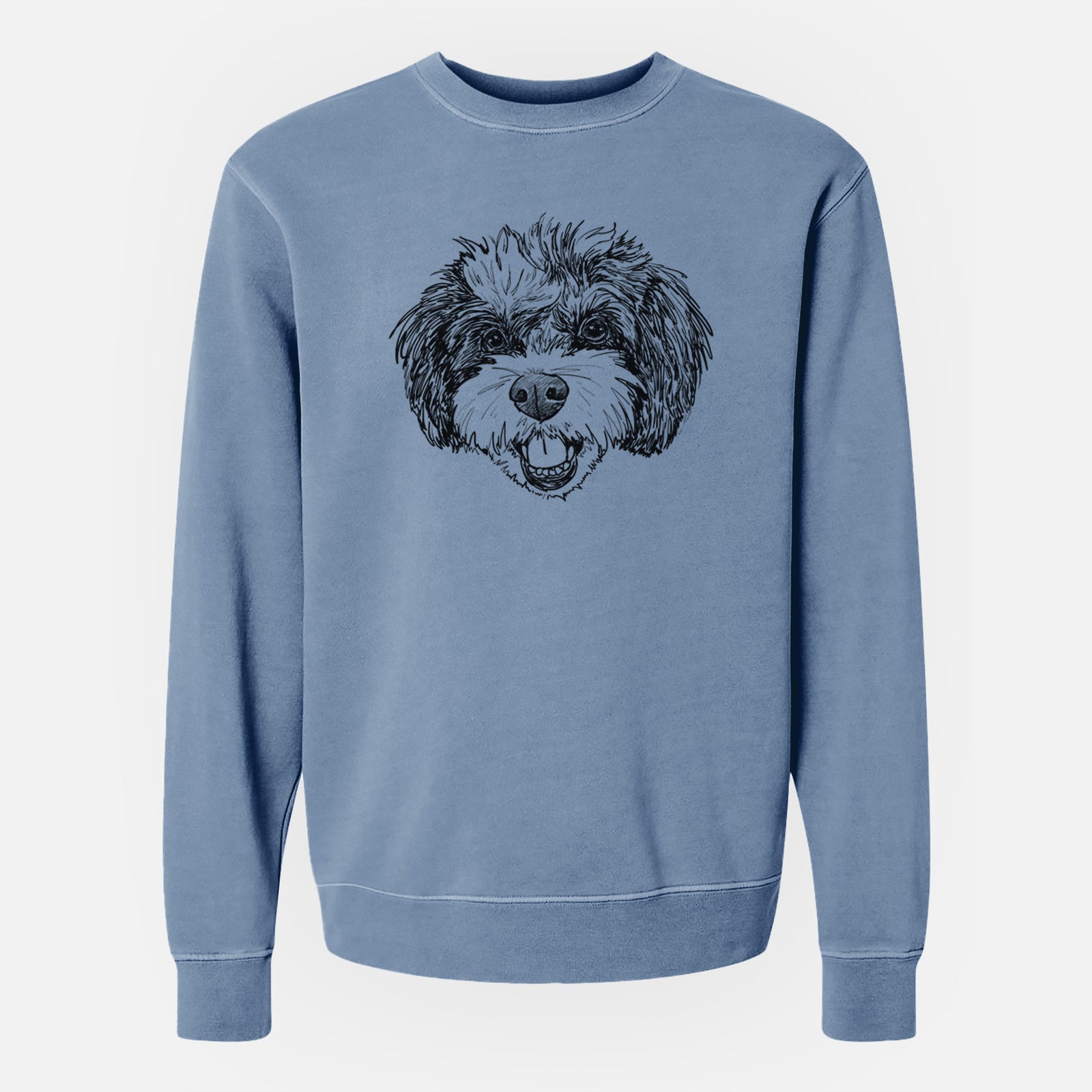 Doodled Santana Banana the Bichon Poodle - Unisex Pigment Dyed Crew Sweatshirt