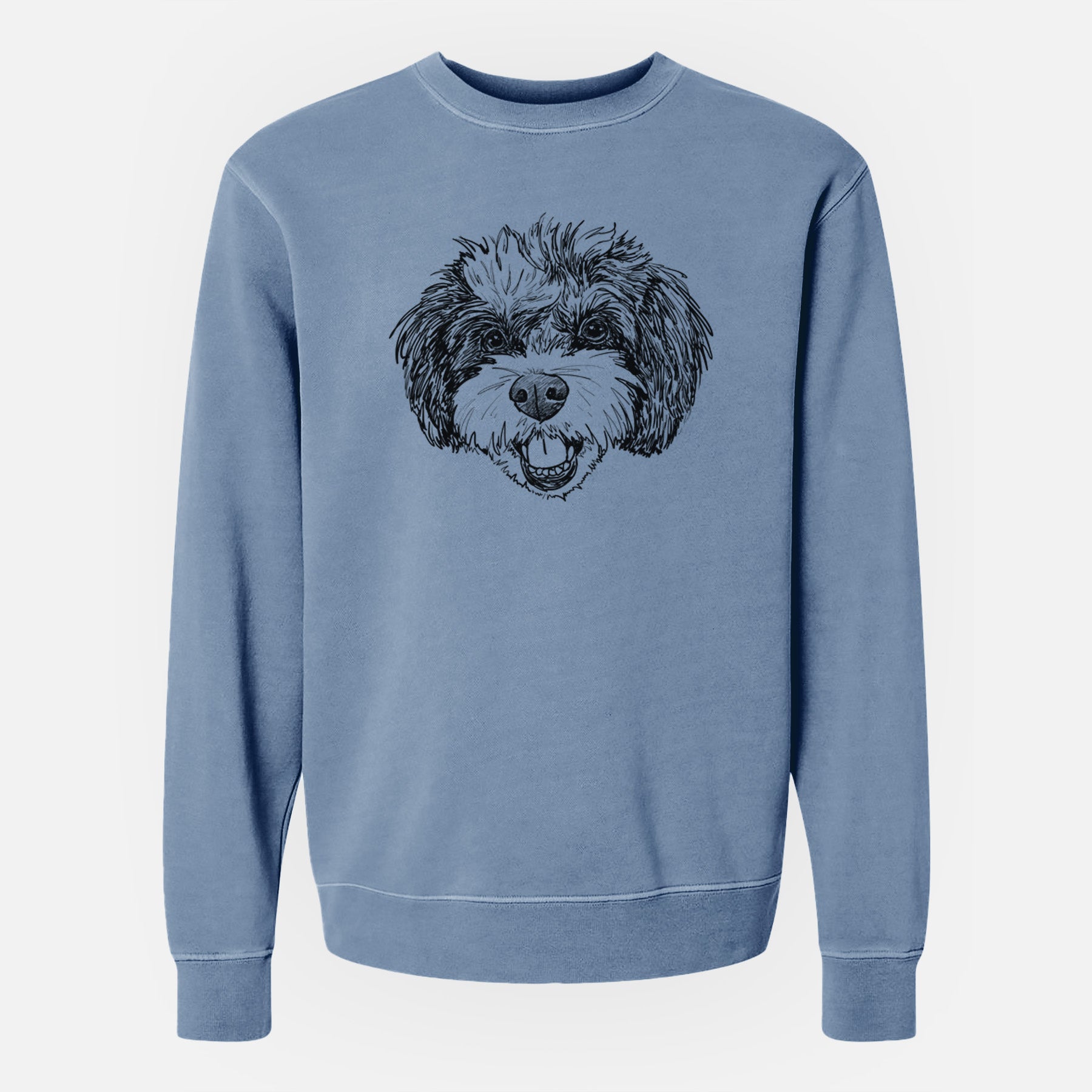 Doodled Santana Banana the Bichon Poodle - Unisex Pigment Dyed Crew Sweatshirt