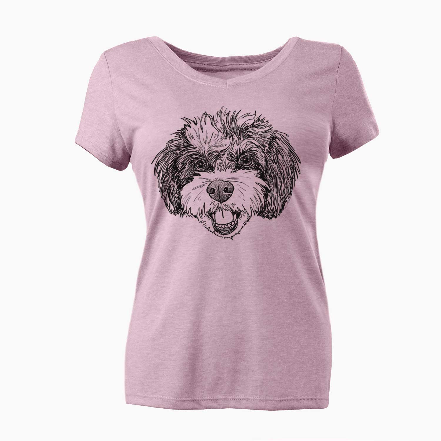 Doodled Santana Banana the Bichon Poodle - Women's V-neck Shirt